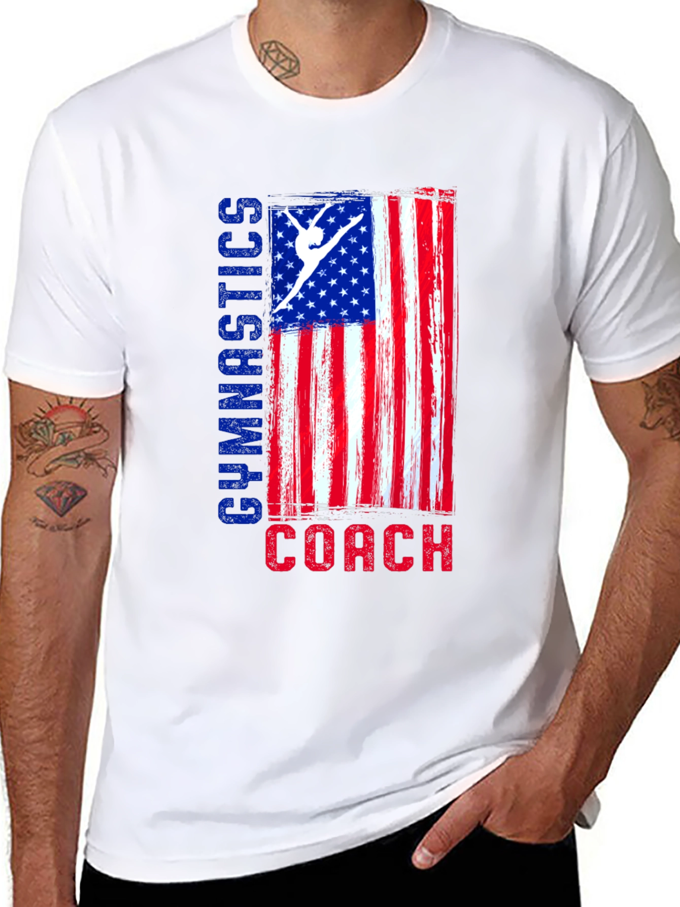 Gymnastics Coach American Flag T-Shirt