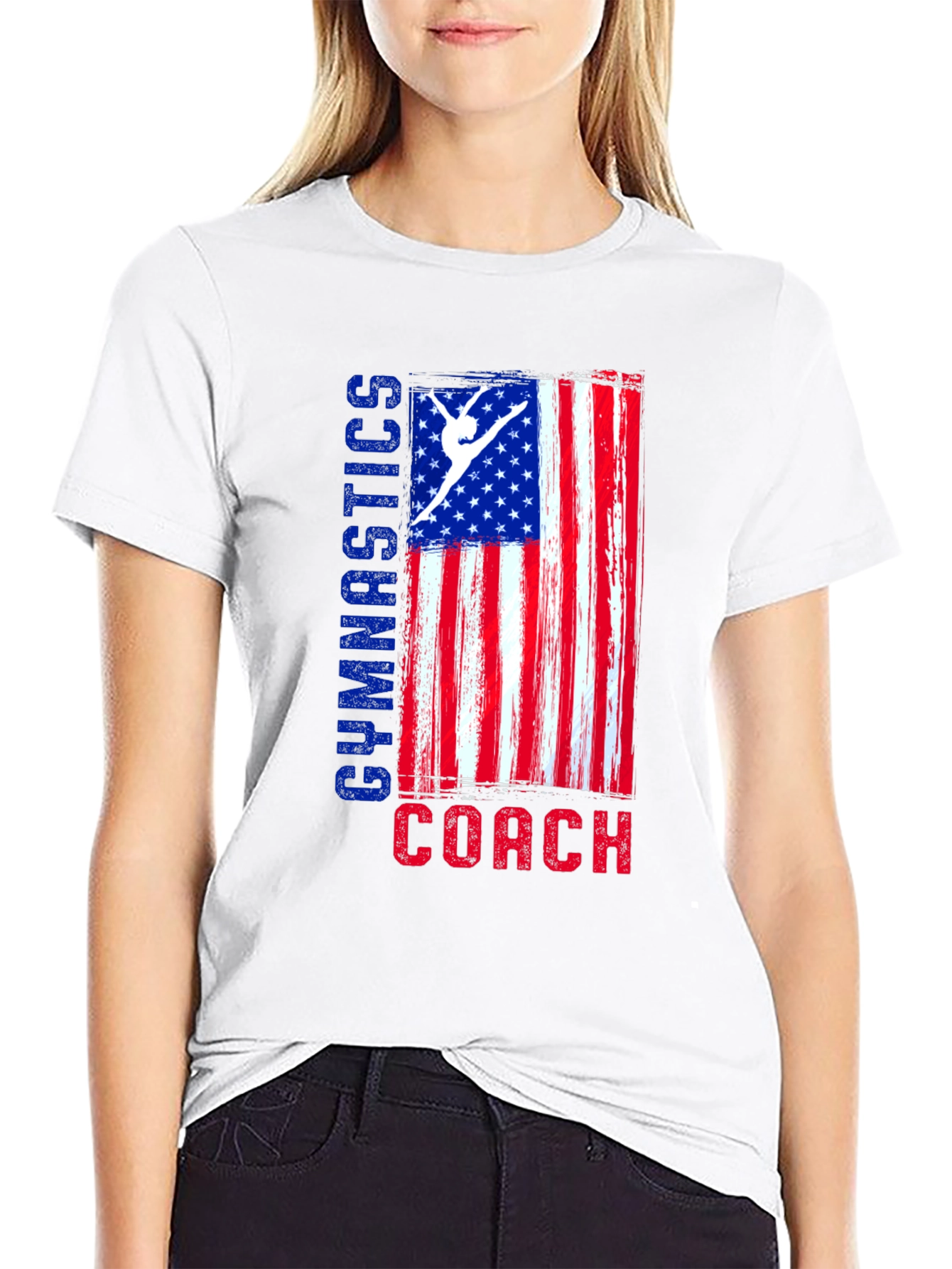 Gymnastics Coach American Flag T-Shirt