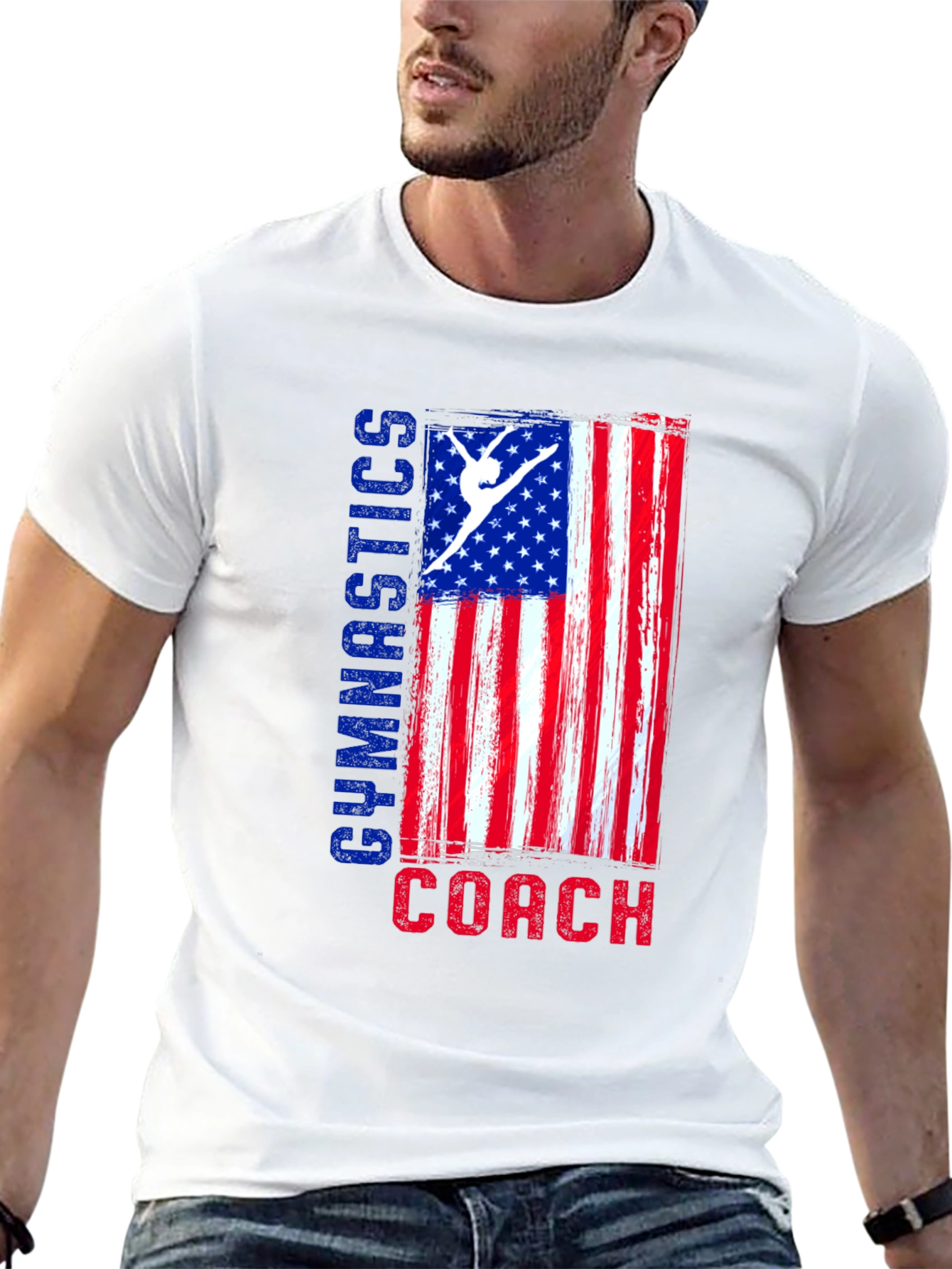 Gymnastics Coach American Flag T-Shirt