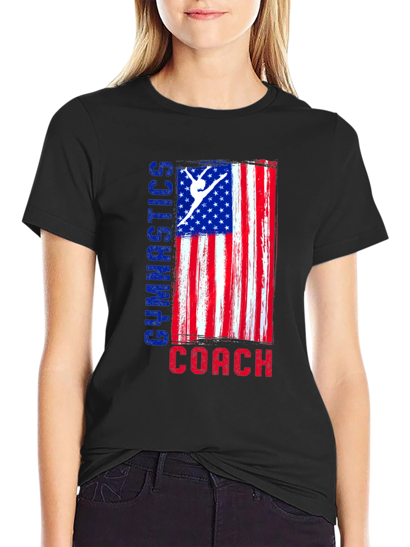 Gymnastics Coach American Flag T-Shirt