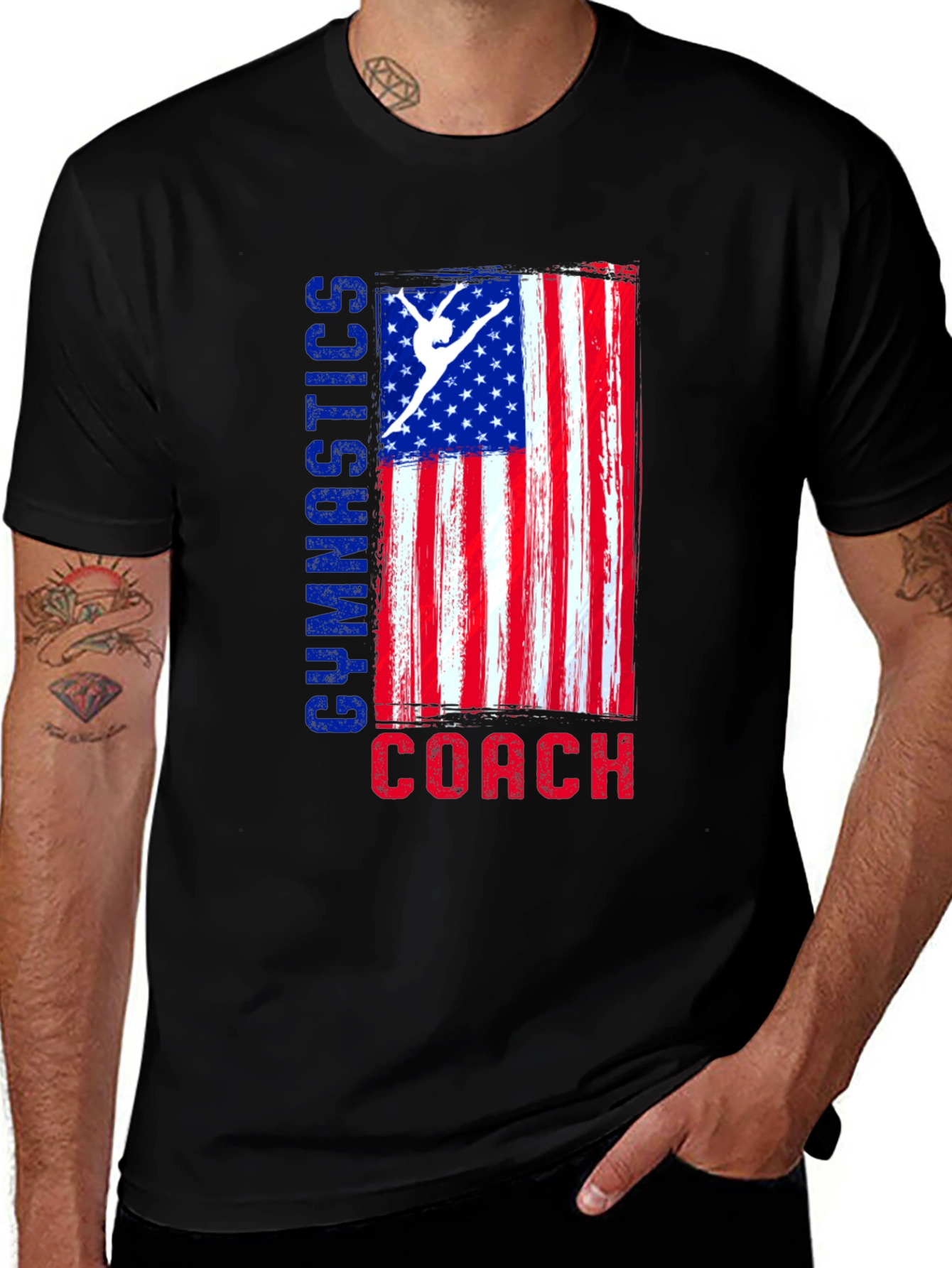 Gymnastics Coach American Flag T-Shirt