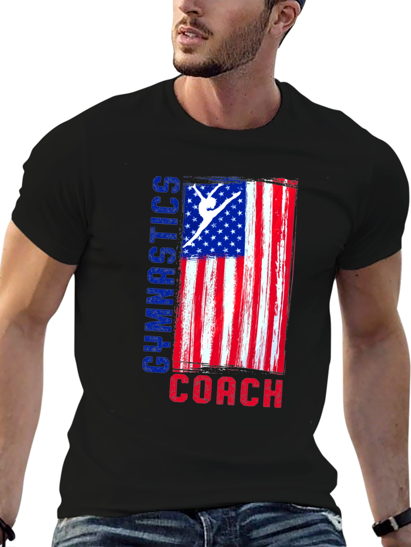 Gymnastics Coach American Flag T-Shirt