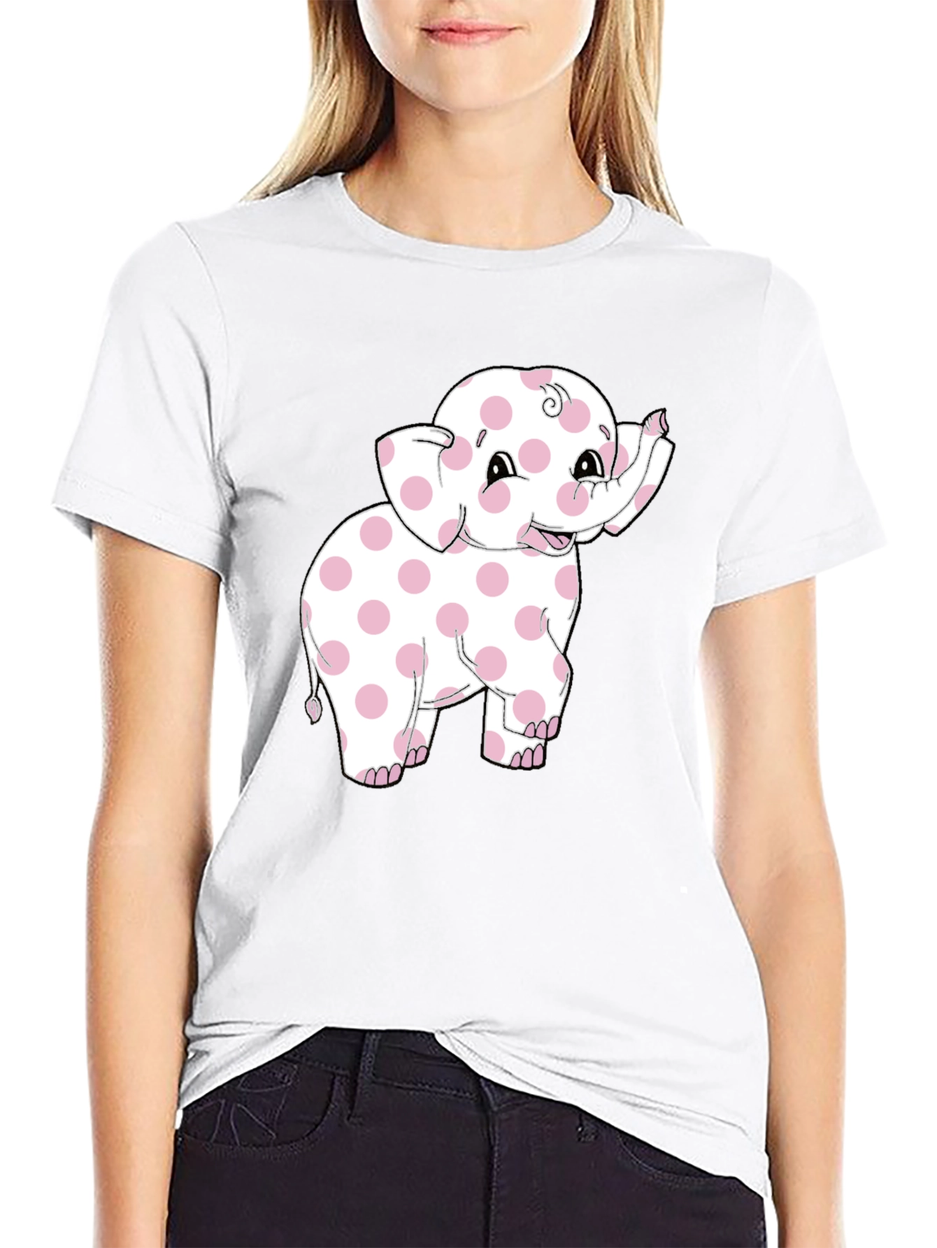 Pink Polka Dot Elephant Graphic Tee