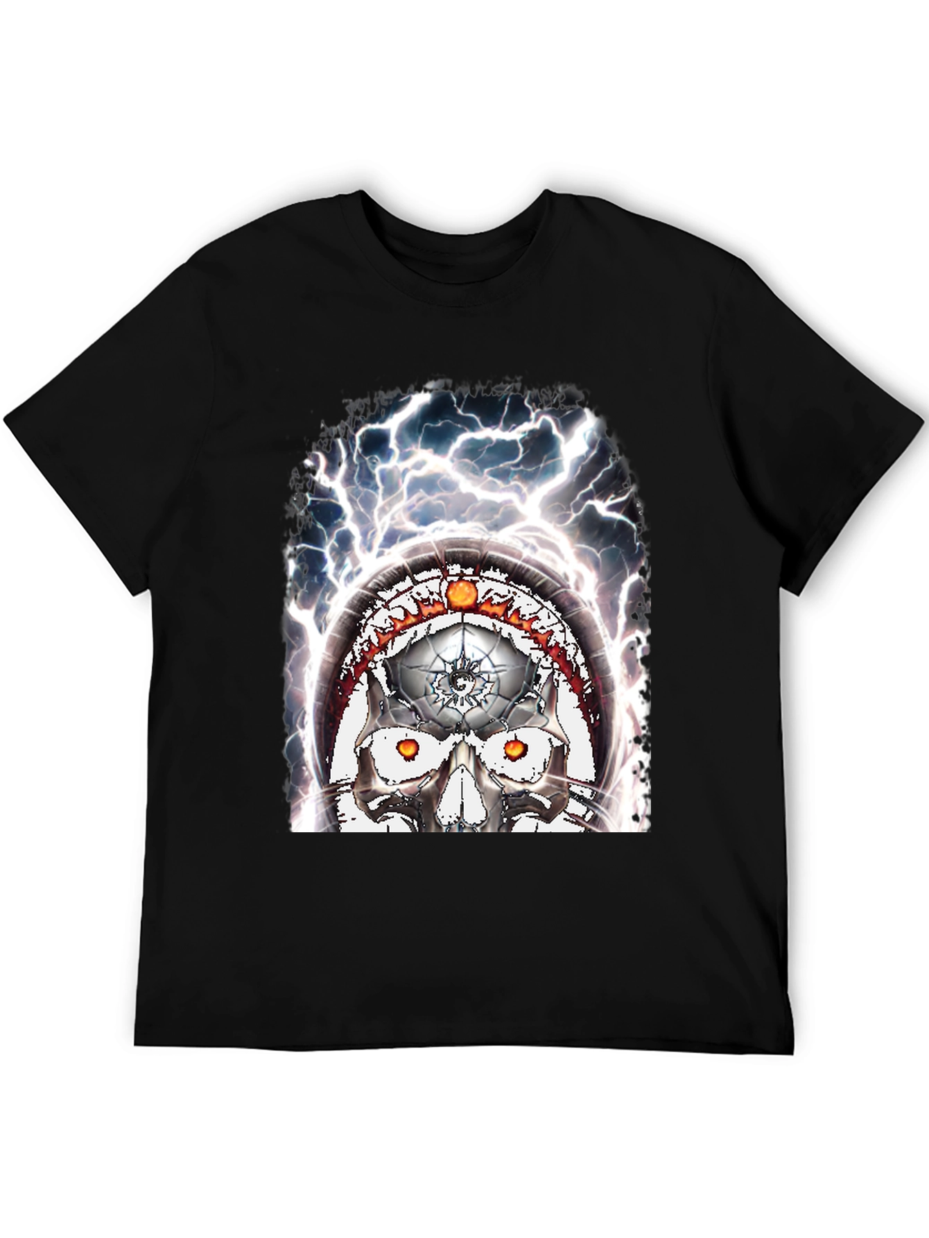Skull Lightning Graphic Tee - Mens Black T-Shirt