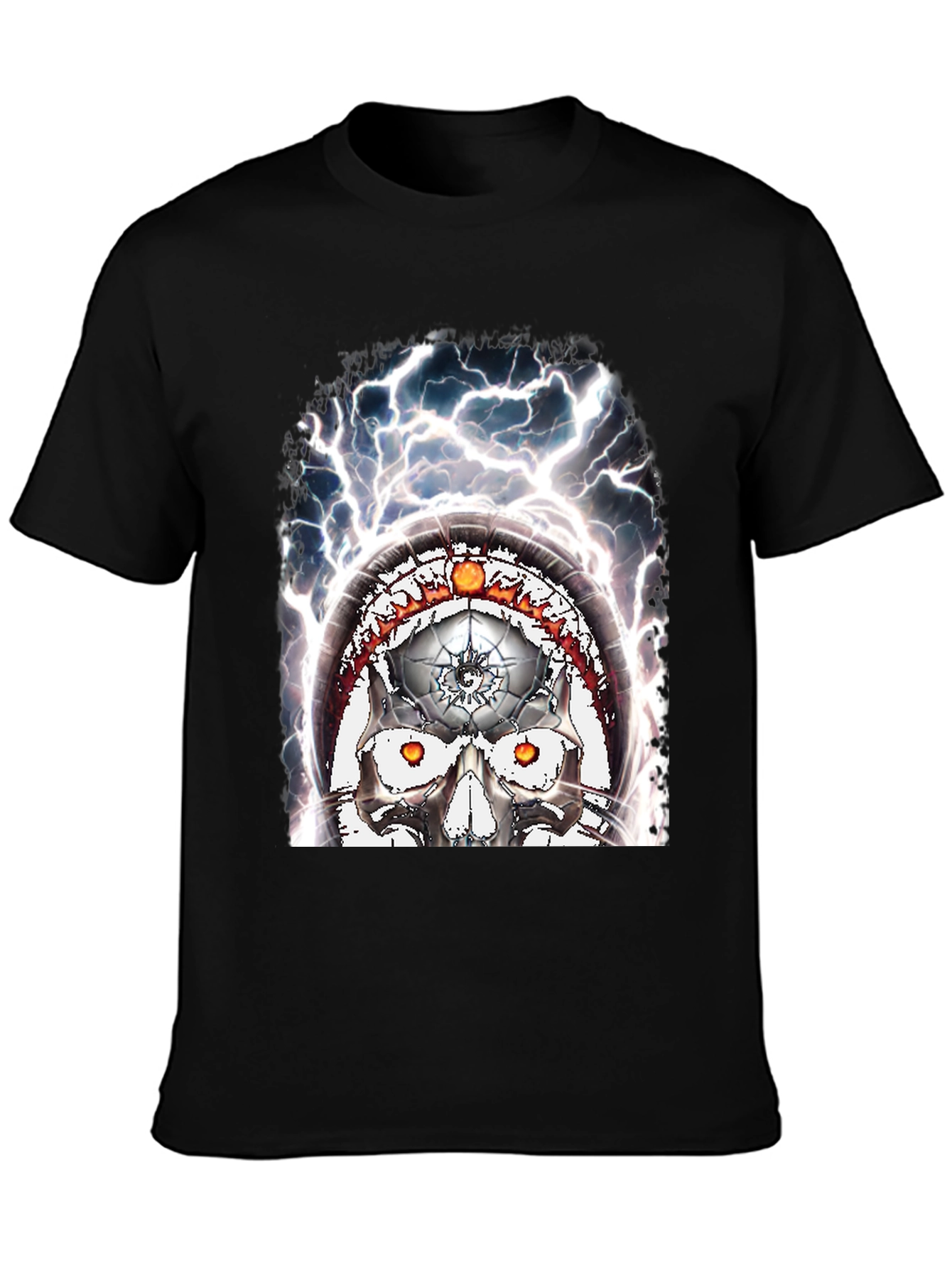 Skull Lightning Graphic Tee - Mens Black T-Shirt