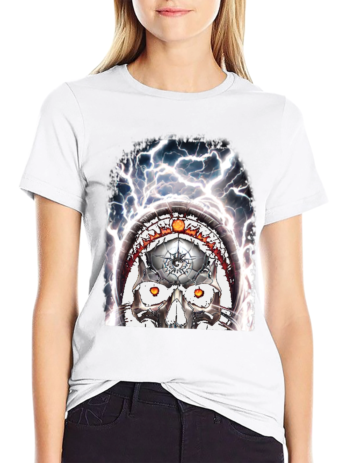 Skull Lightning Graphic Tee - Mens Black T-Shirt