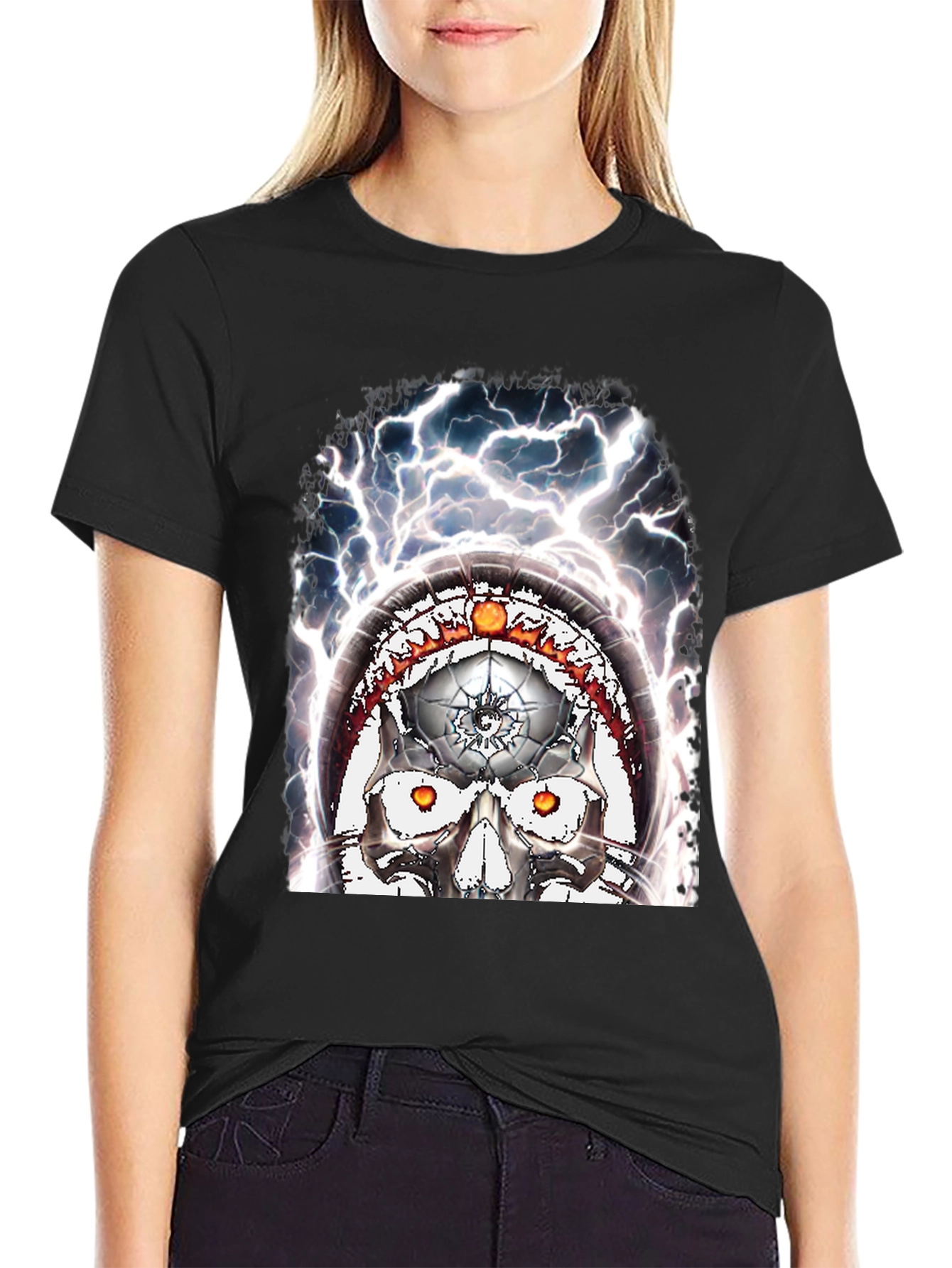 Skull Lightning Graphic Tee - Mens Black T-Shirt