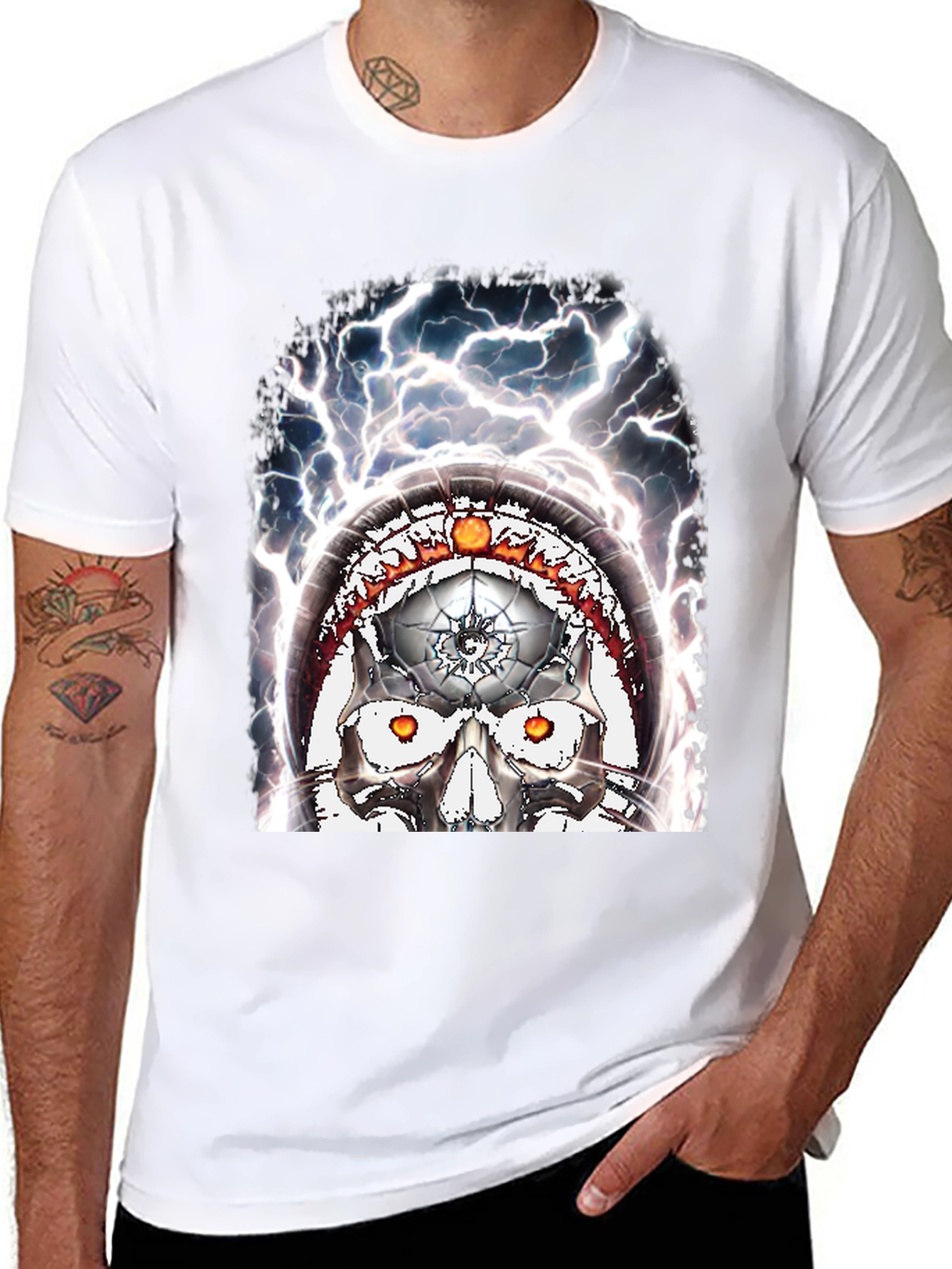 Skull Lightning Graphic Tee - Mens Black T-Shirt