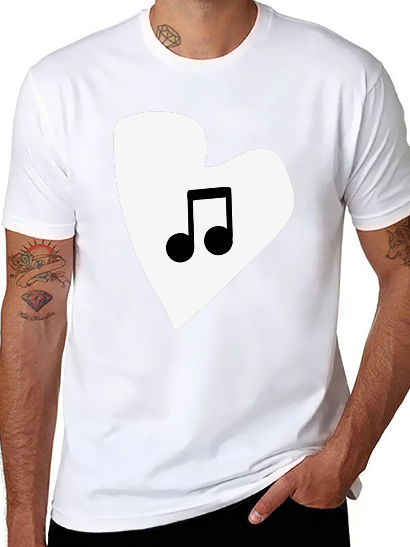Music Lovers Heart Graphic Tee - Black