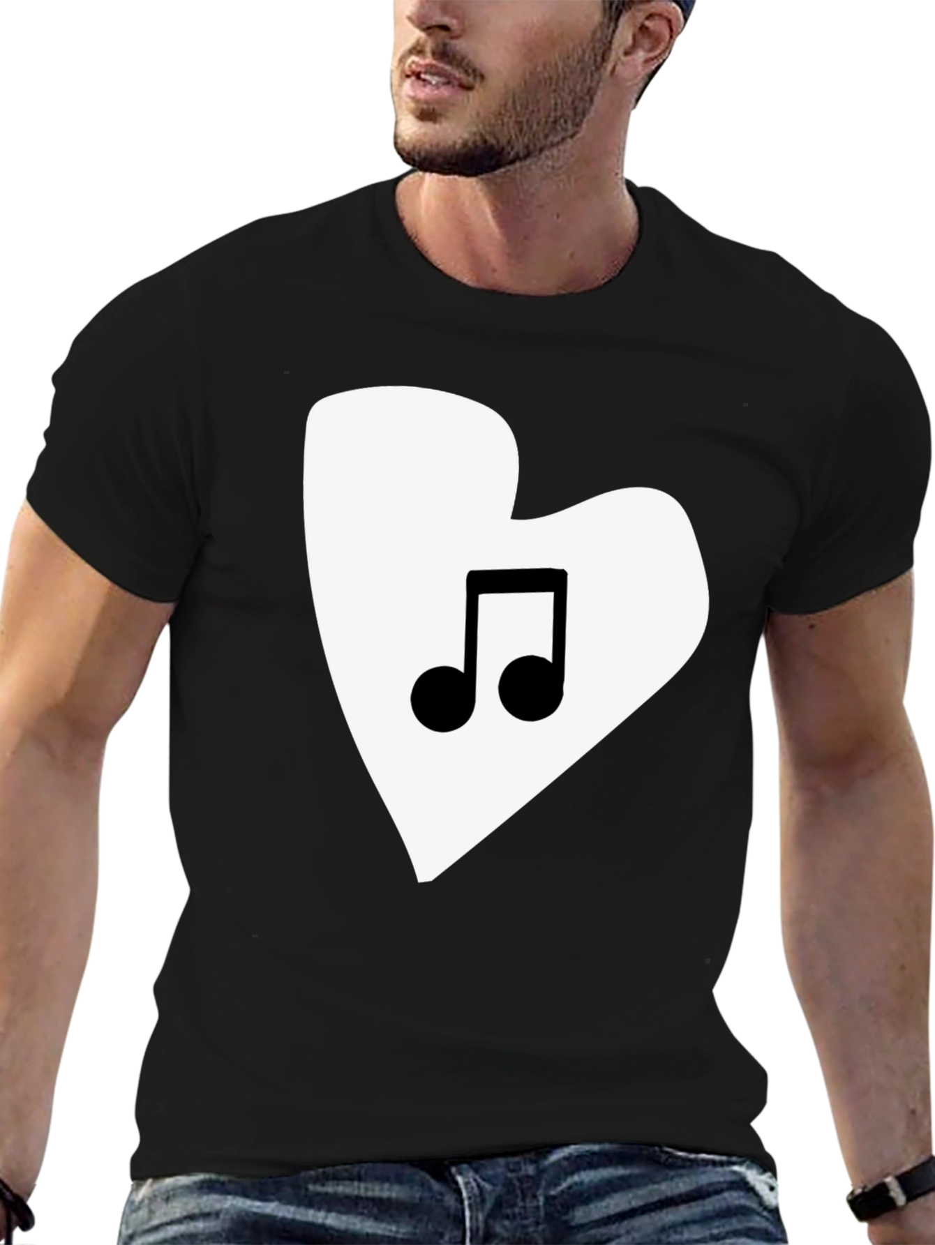 Music Lovers Heart Graphic Tee - Black