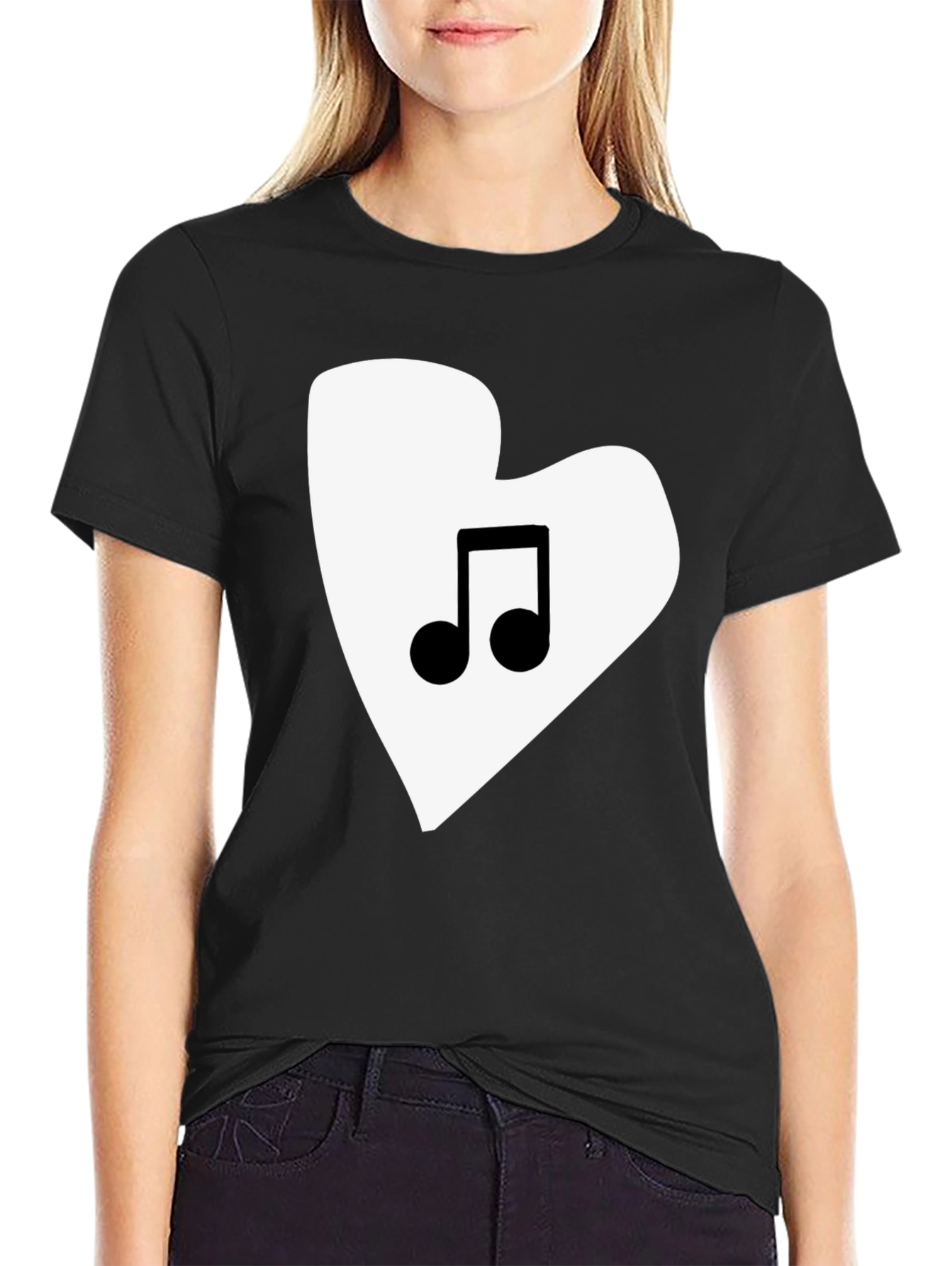 Music Lovers Heart Graphic Tee - Black
