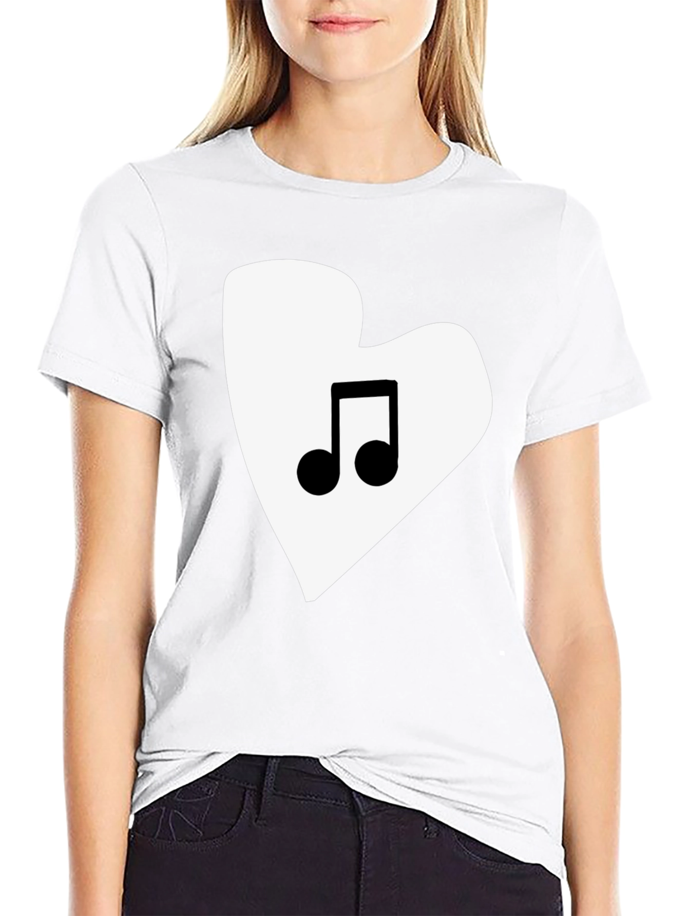 Music Lovers Heart Graphic Tee - Black