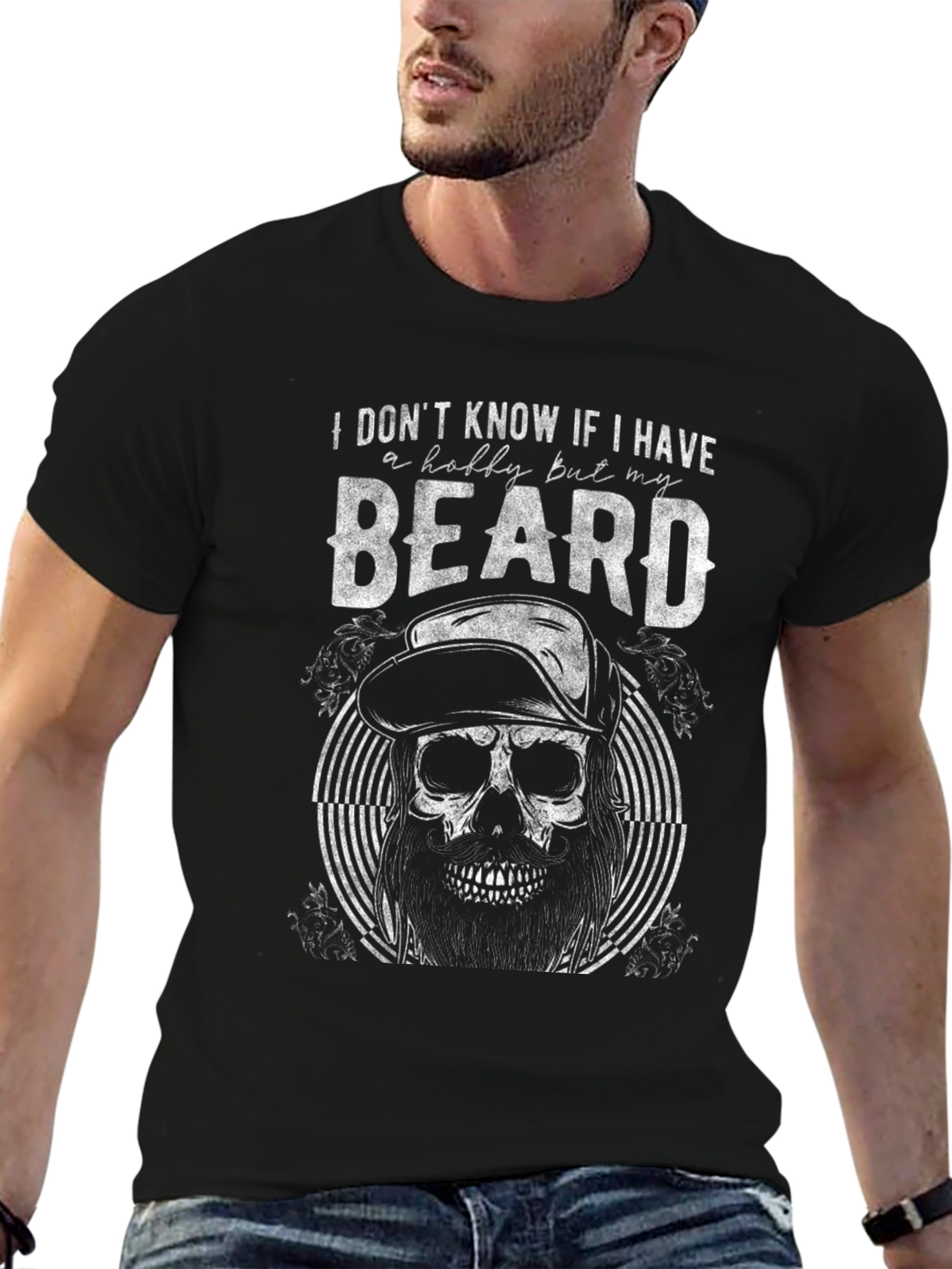 Beard Hobby Skull Graphic Tee