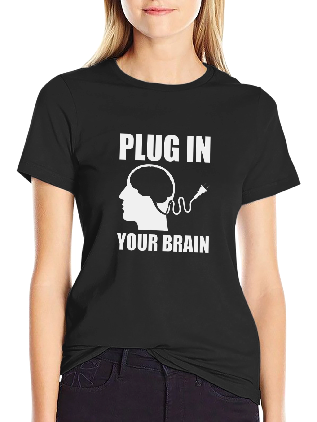 Plug In Your Brain Graphic Tee - Funny T-Shirt