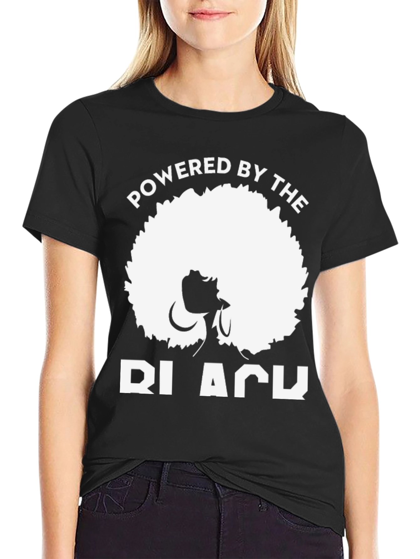 Powered By The Black T-Shirt - Afro Style