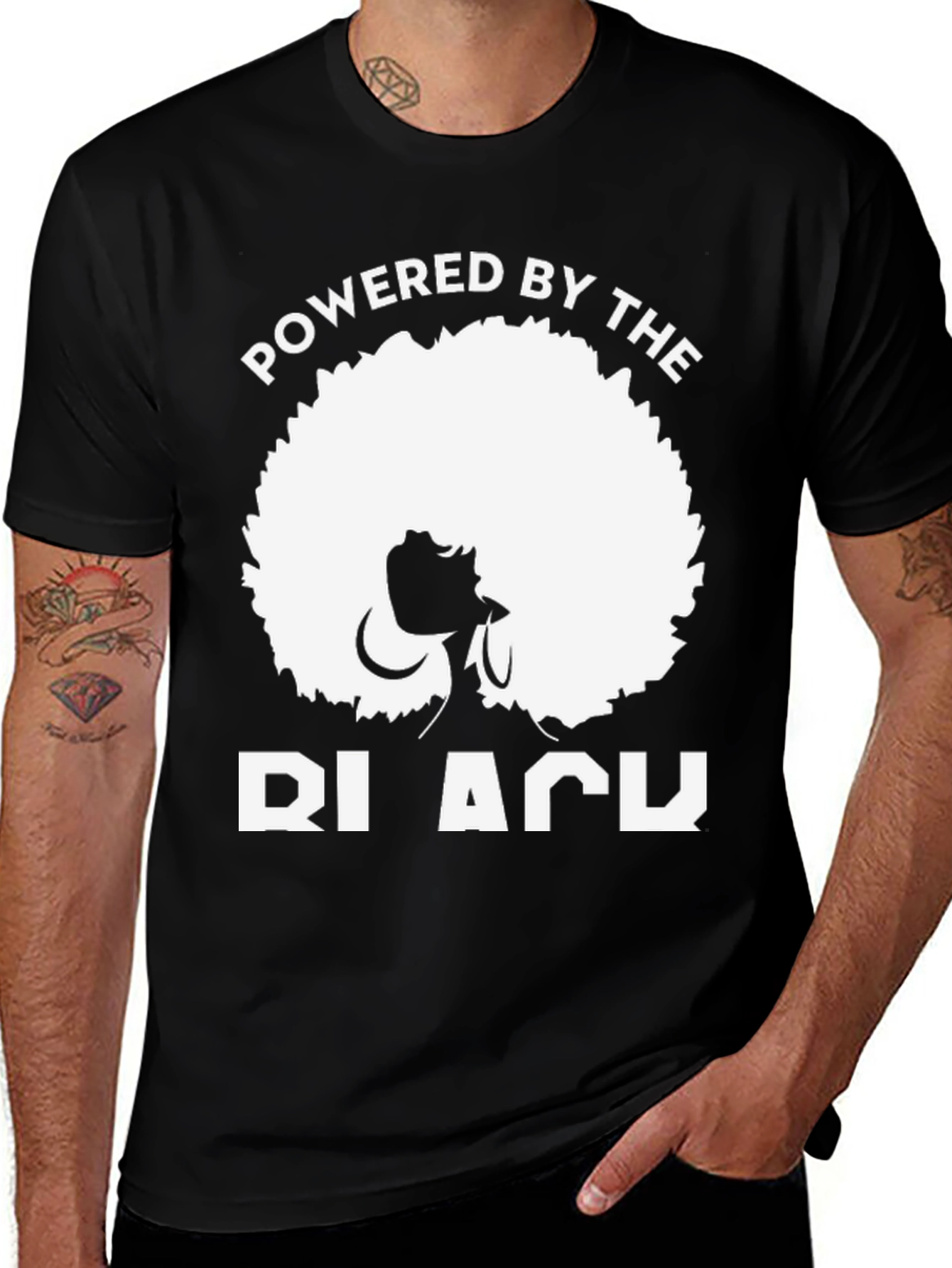 Powered By The Black T-Shirt - Afro Style