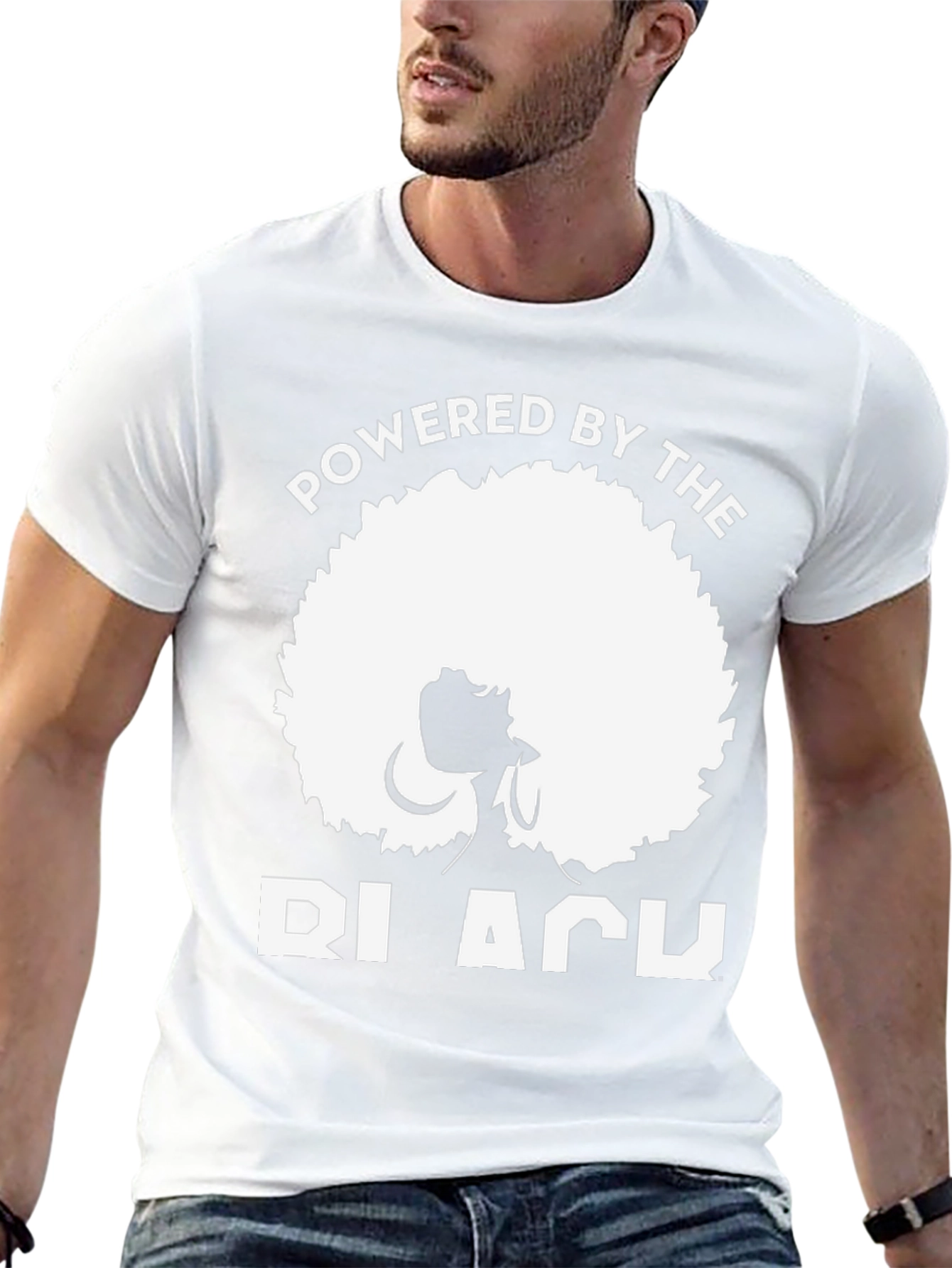 Powered By The Black T-Shirt - Afro Style