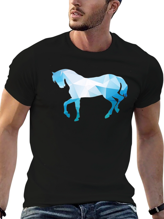 Geometric Horse Graphic Black T-Shirt
