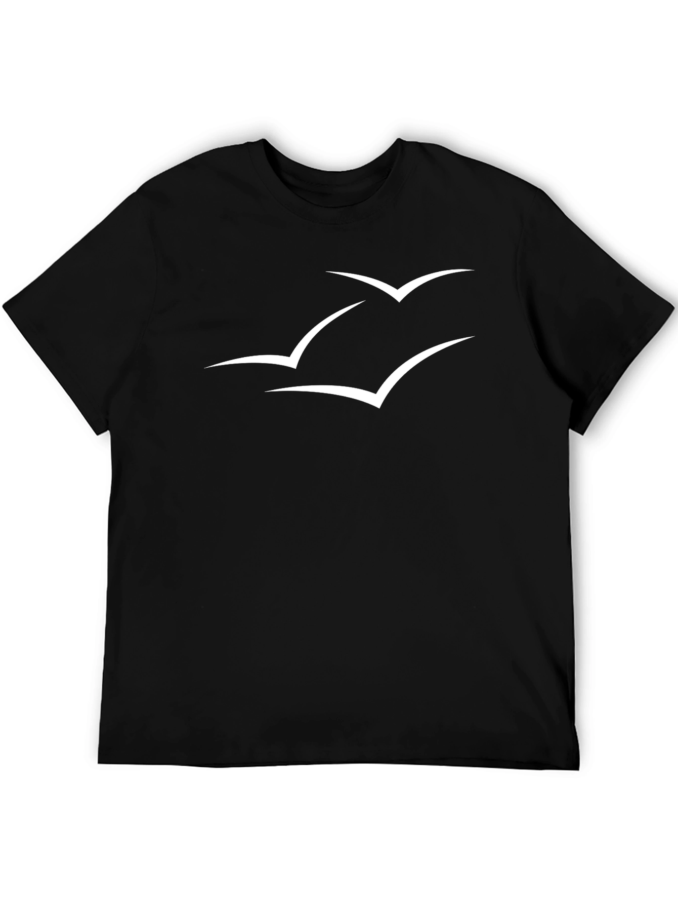 Mens Black T-Shirt with Seagull Graphic