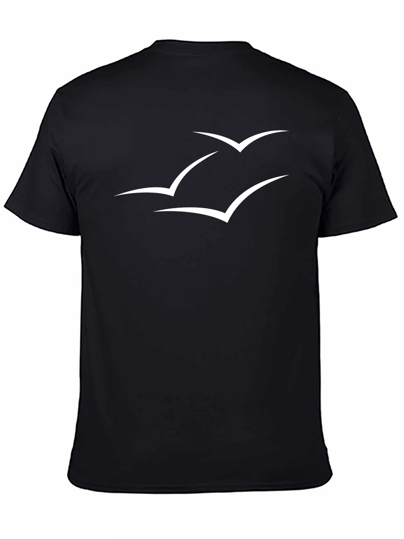 Mens Black T-Shirt with Seagull Graphic