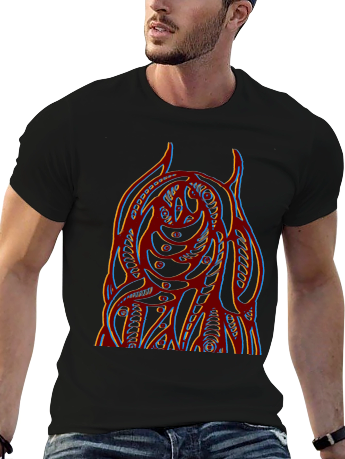 Abstract Graphic Print Crew Neck T-Shirt