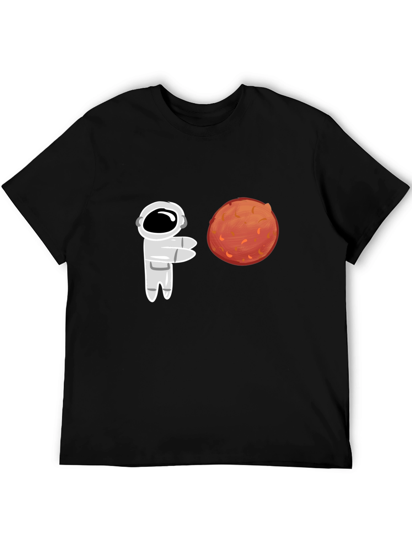 Astronaut & Mars Graphic Tee - Black Cotton T-Shirt