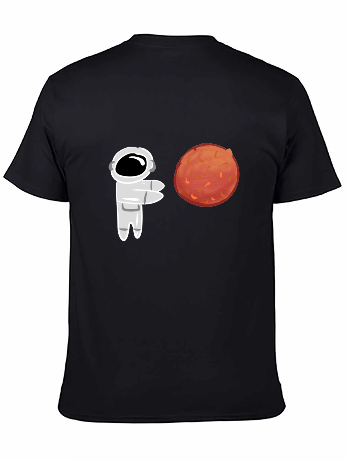 Astronaut & Mars Graphic Tee - Black Cotton T-Shirt