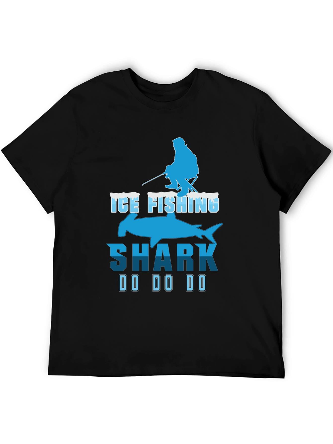 Ice Fishing Shark T-Shirt Funny Fisherman Tee