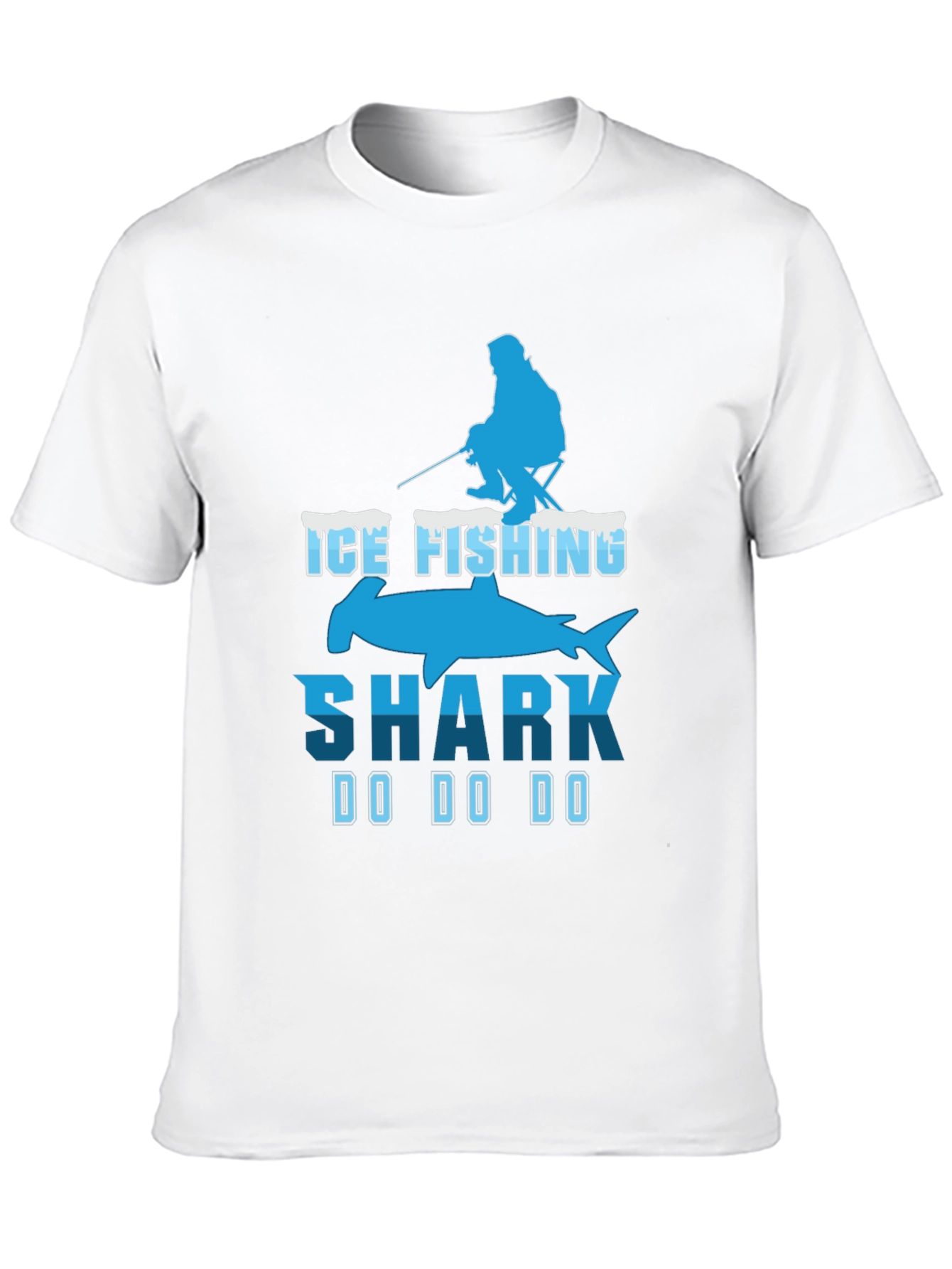 Ice Fishing Shark T-Shirt Funny Fisherman Tee