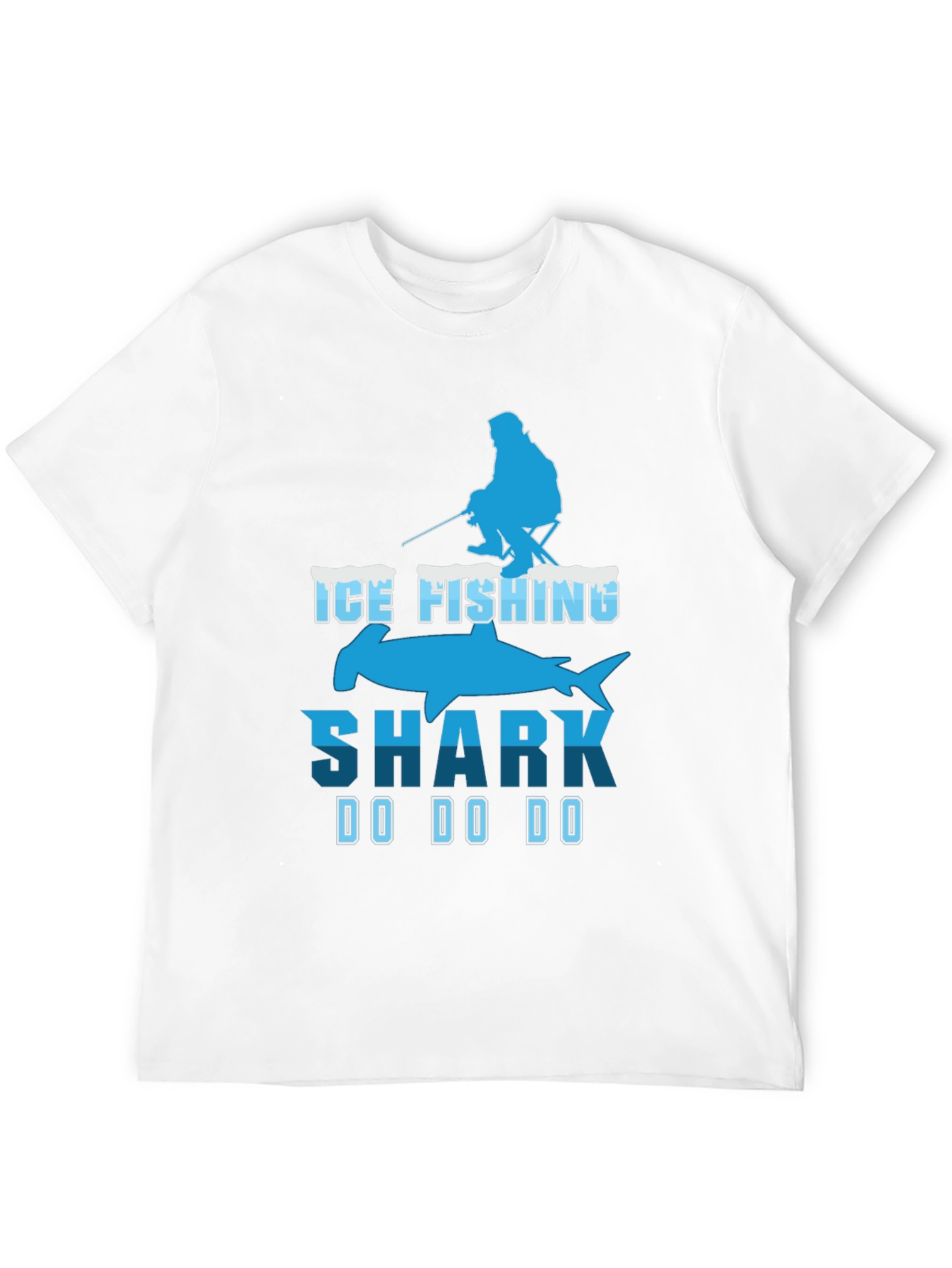 Ice Fishing Shark T-Shirt Funny Fisherman Tee