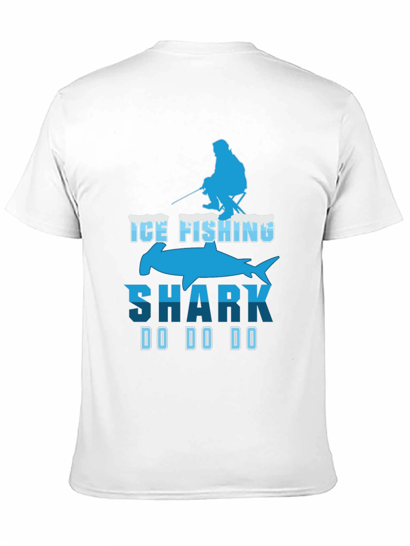 Ice Fishing Shark T-Shirt Funny Fisherman Tee