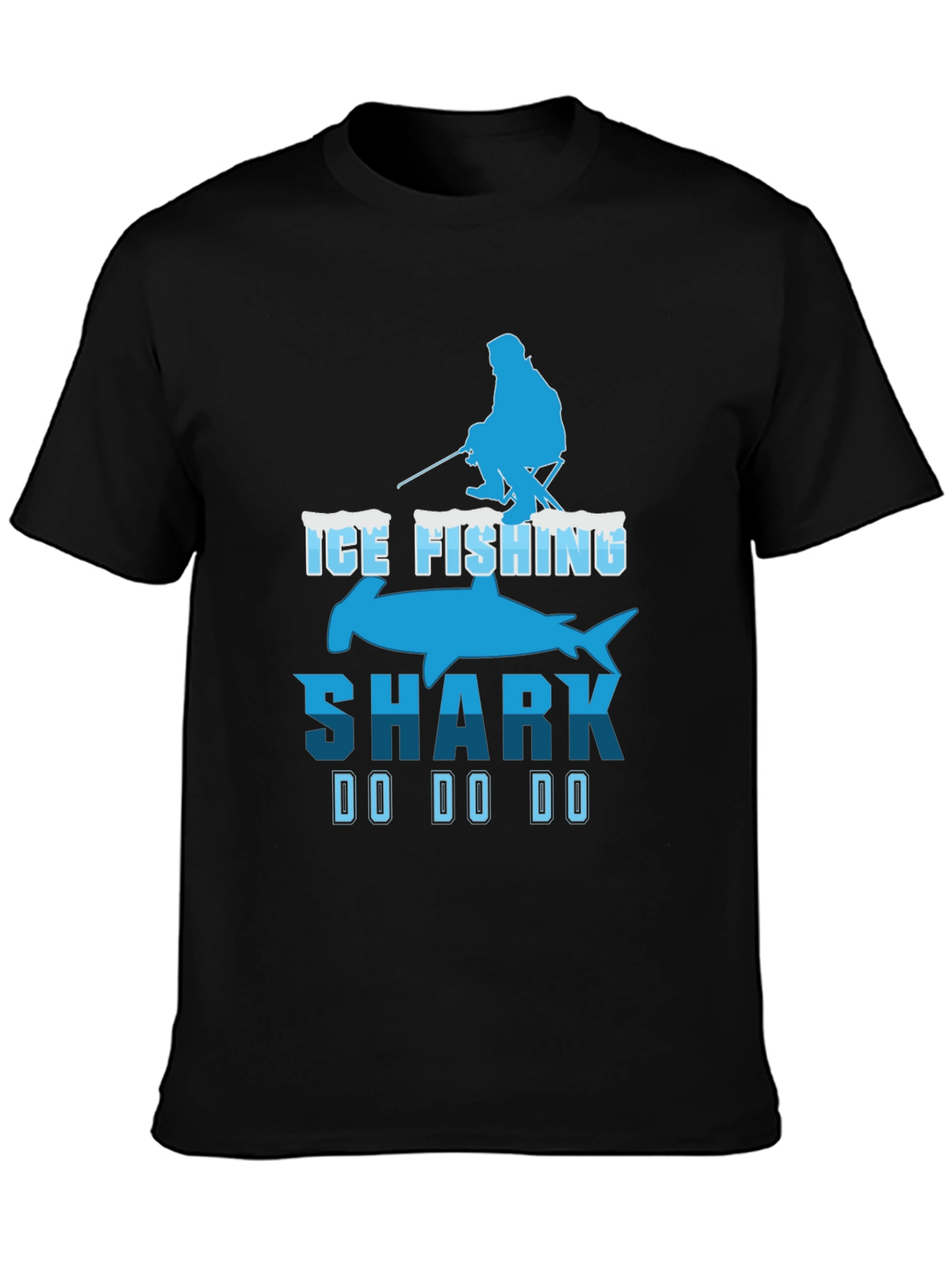 Ice Fishing Shark T-Shirt Funny Fisherman Tee