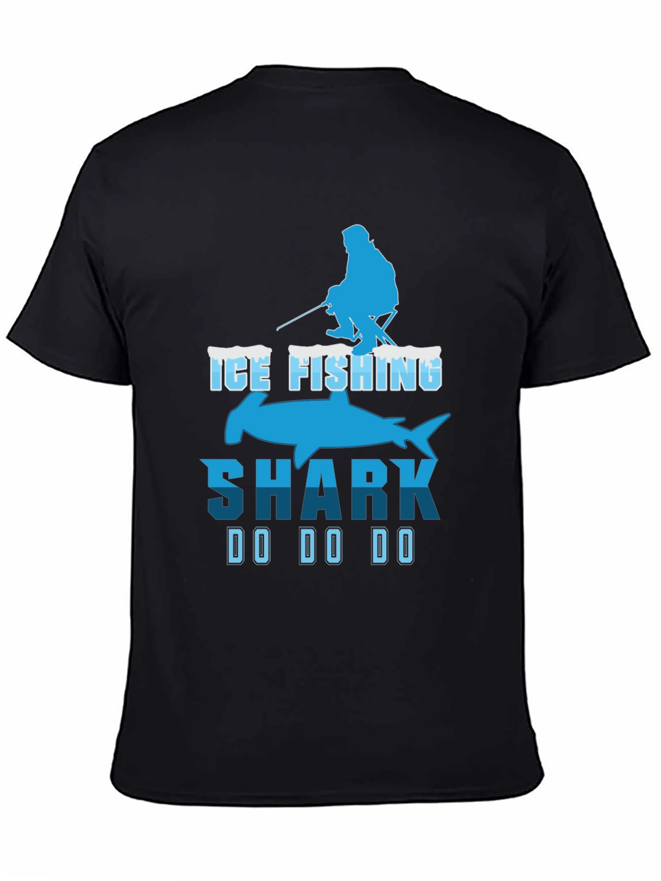 Ice Fishing Shark T-Shirt Funny Fisherman Tee