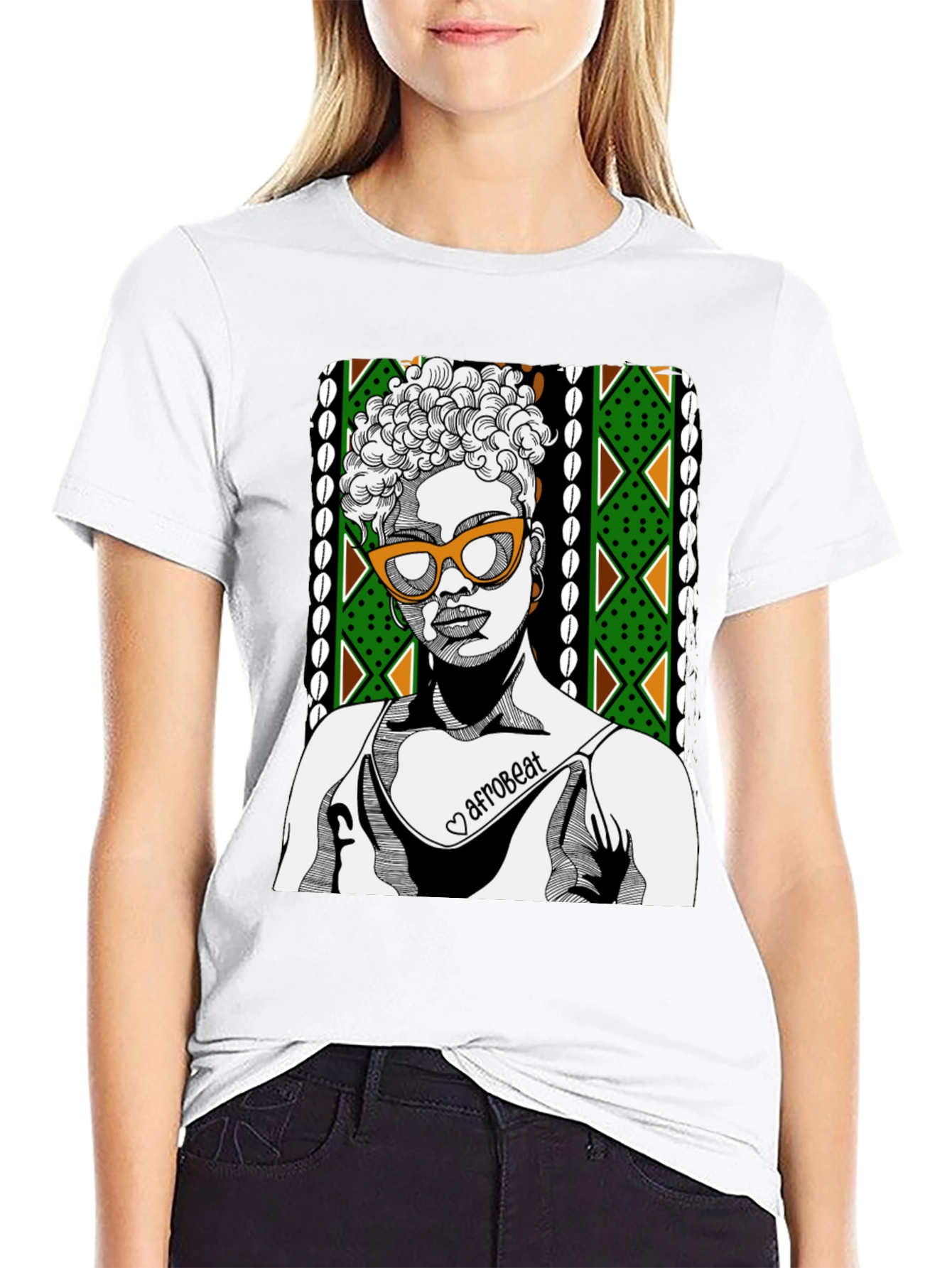 Afrobeat Woman Graphic Tee - Stylish Crew Neck T-Shirt