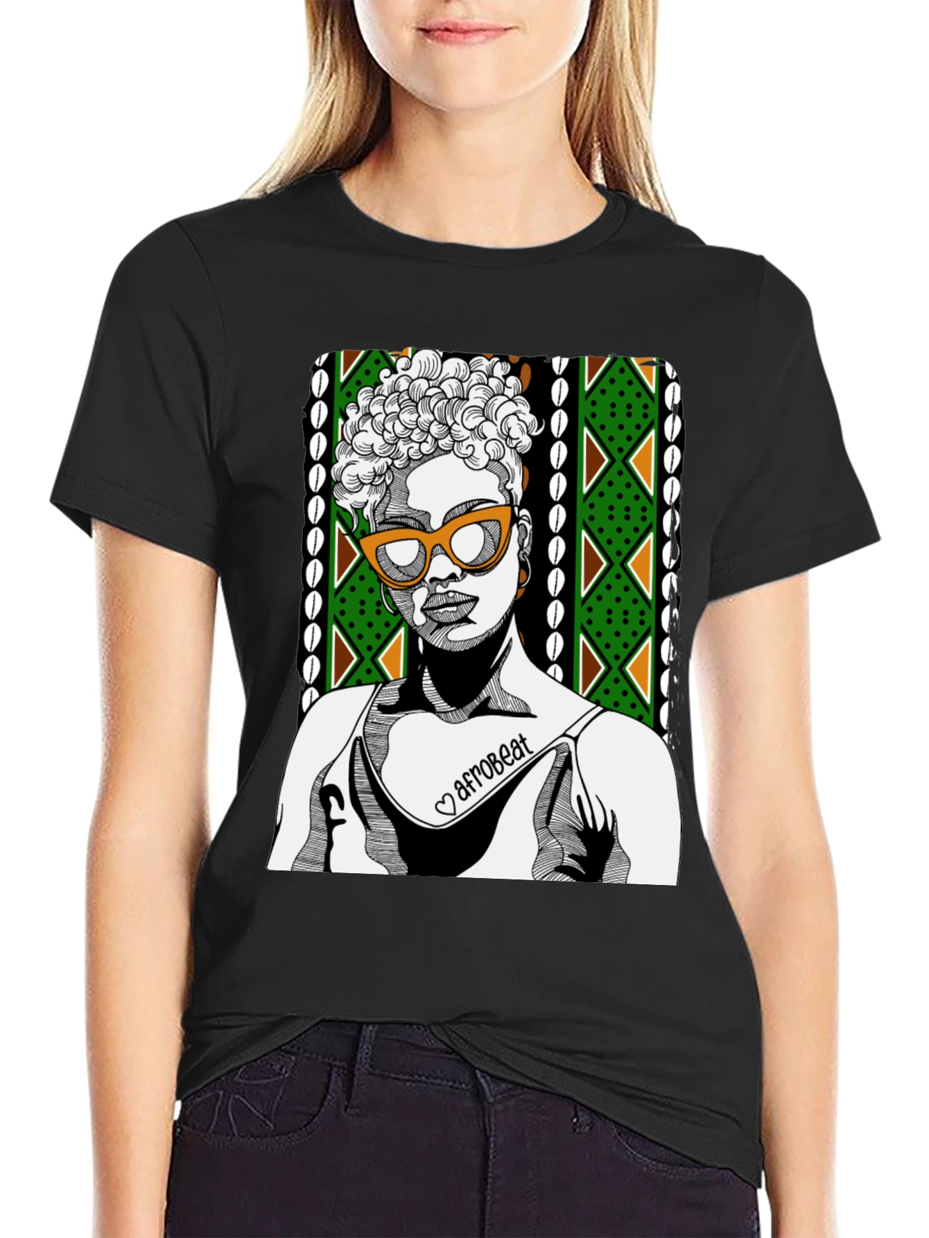 Afrobeat Woman Graphic Tee - Stylish Crew Neck T-Shirt