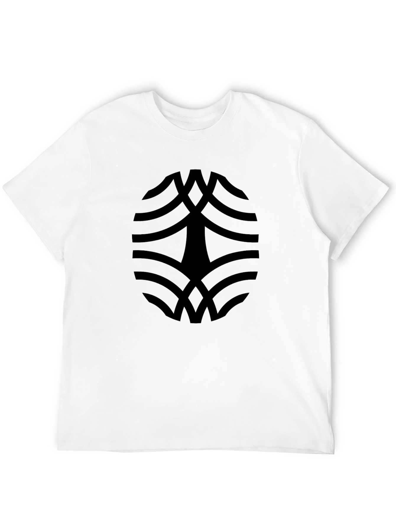 Black Tee with Abstract Oval Design