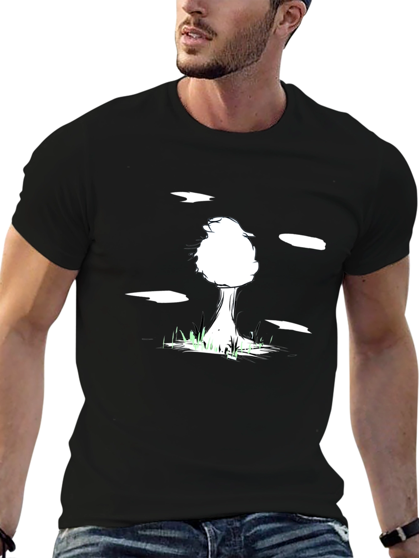 Abstract Tree Graphic Tee - Black Cotton Blend