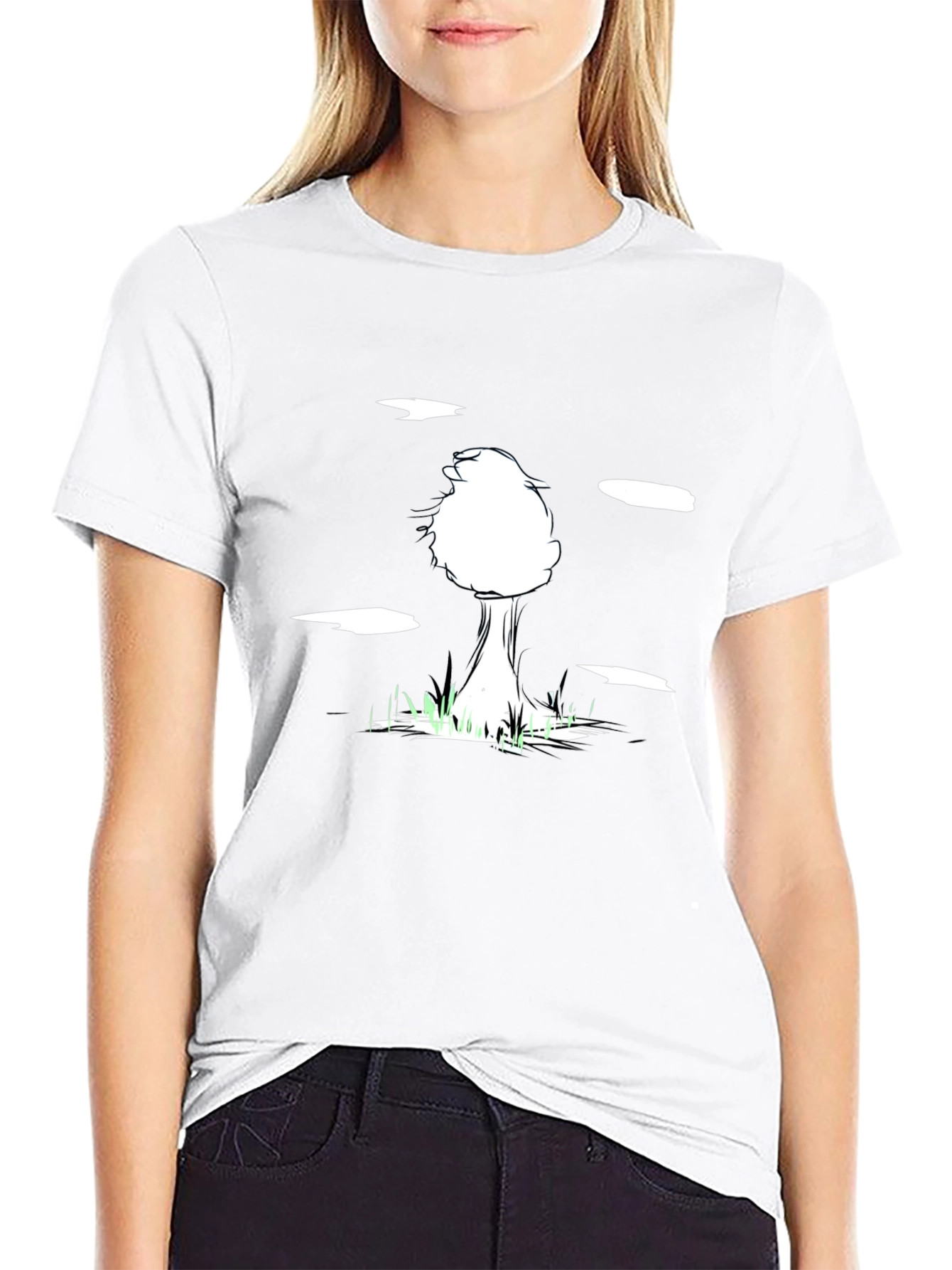 Abstract Tree Graphic Tee - Black Cotton Blend