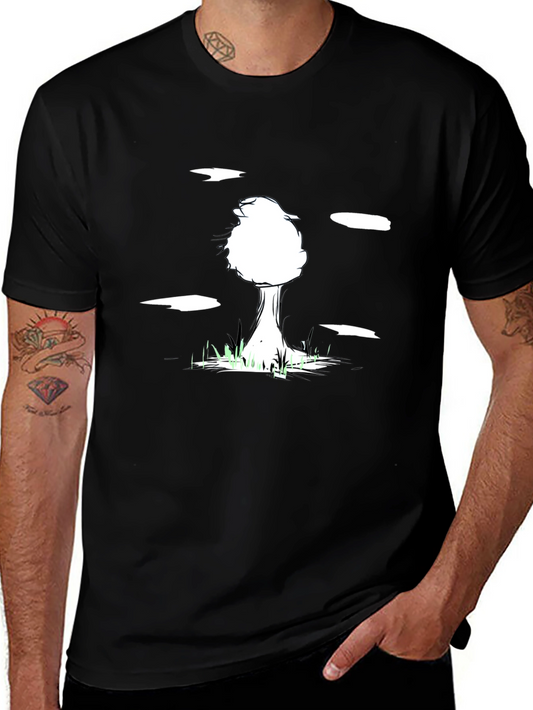Abstract Tree Graphic Tee - Black Cotton Blend