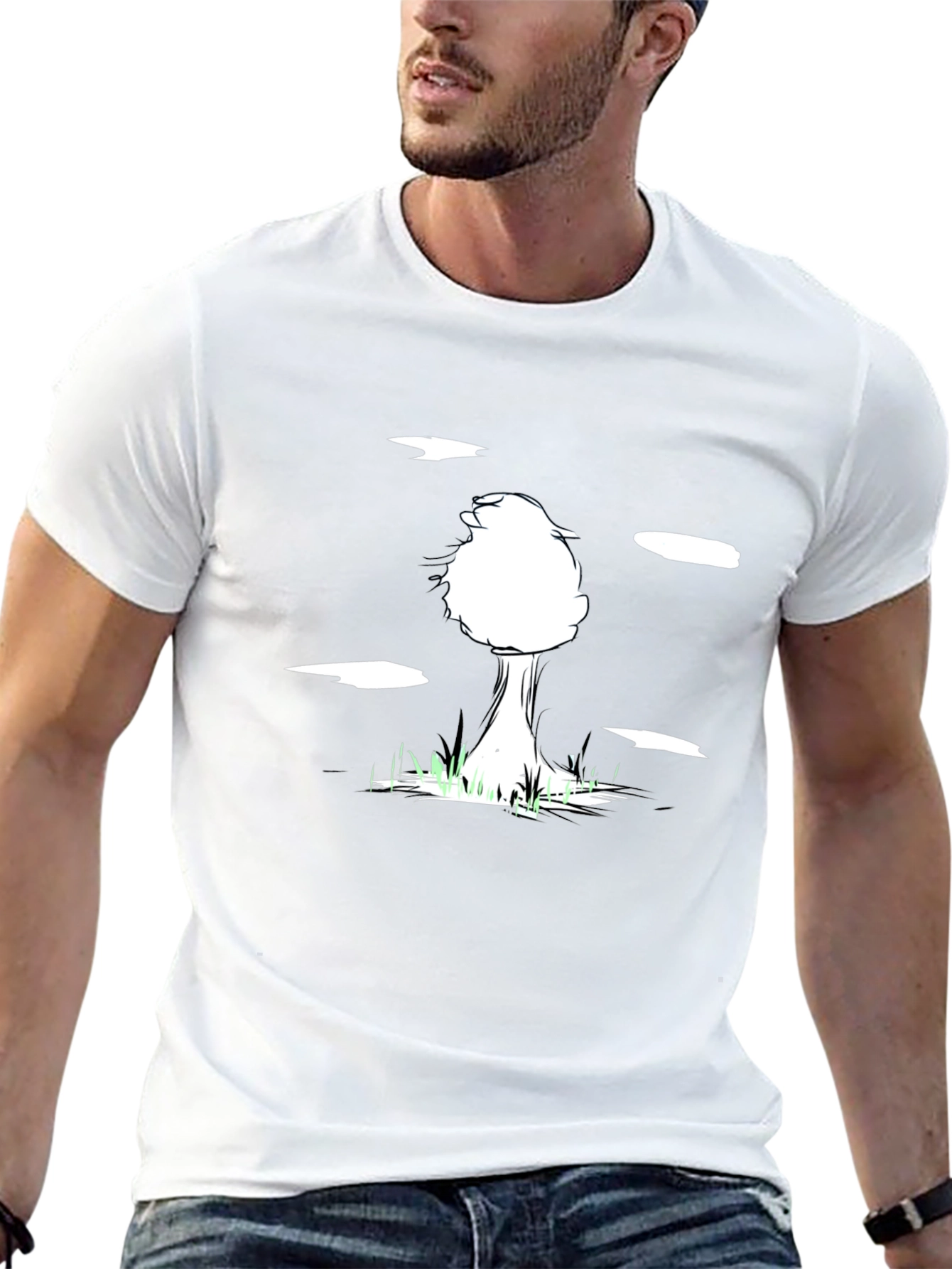 Abstract Tree Graphic Tee - Black Cotton Blend