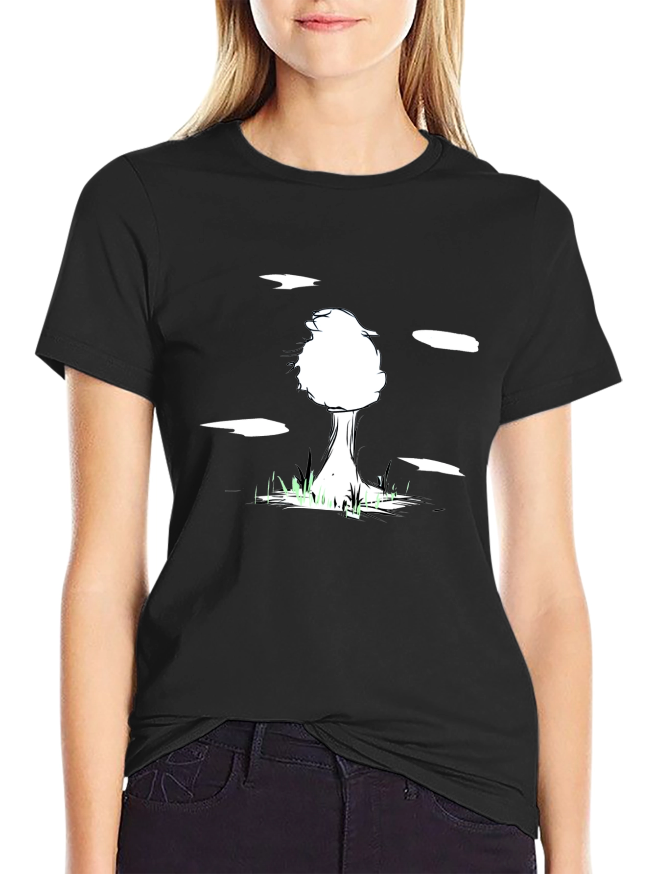 Abstract Tree Graphic Tee - Black Cotton Blend