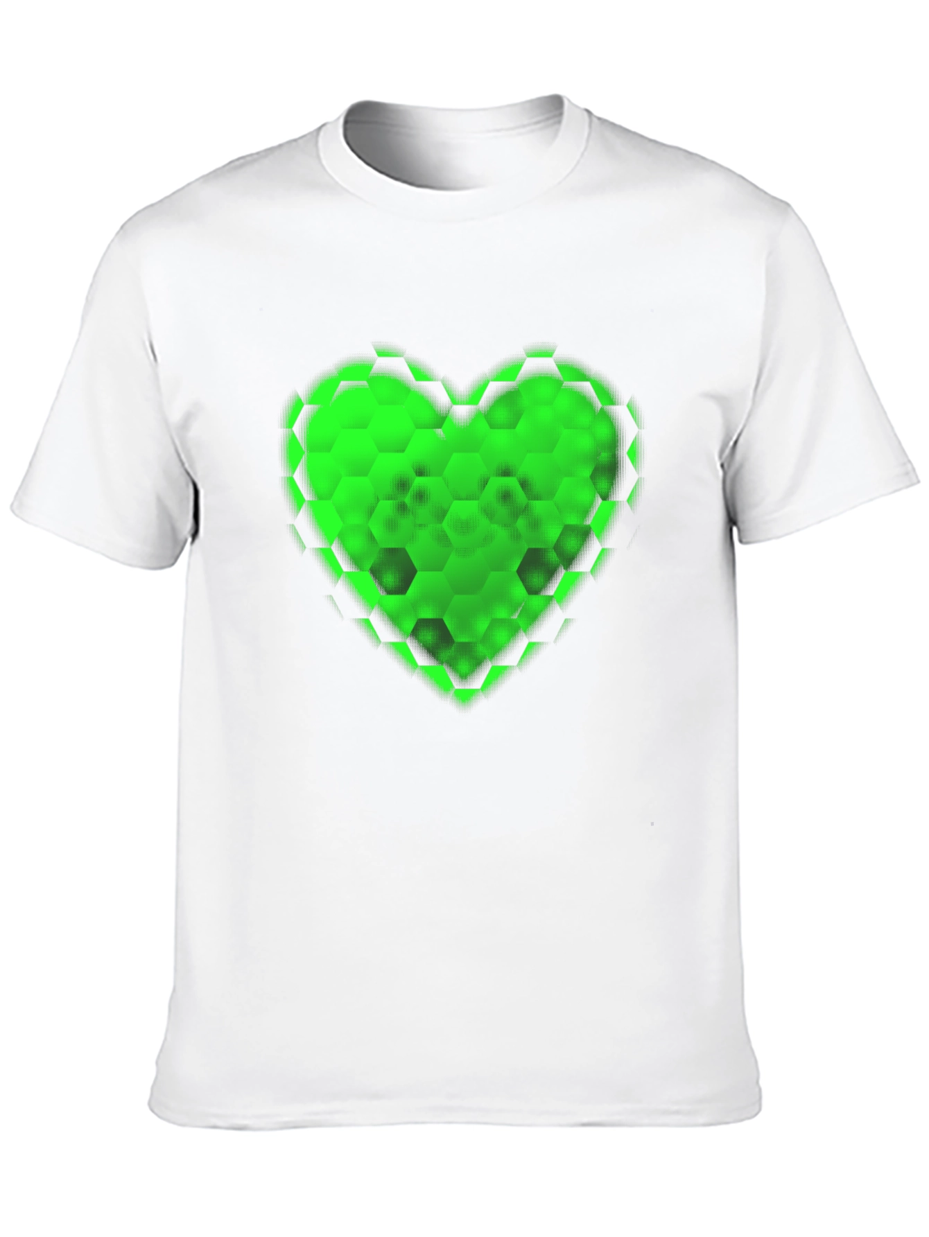 Green Hex Heart Graphic T-Shirt - Soft Cotton Blend