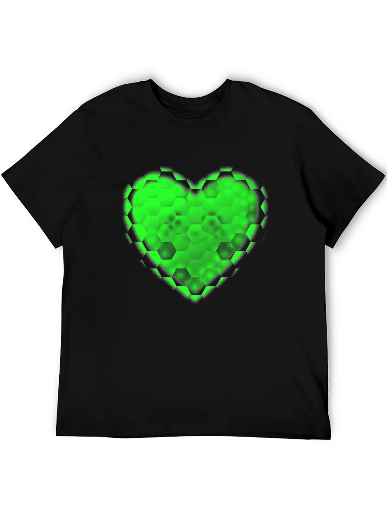 Green Hex Heart Graphic T-Shirt - Soft Cotton Blend