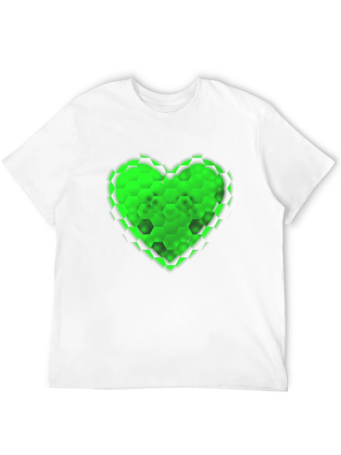 Green Hex Heart Graphic T-Shirt - Soft Cotton Blend