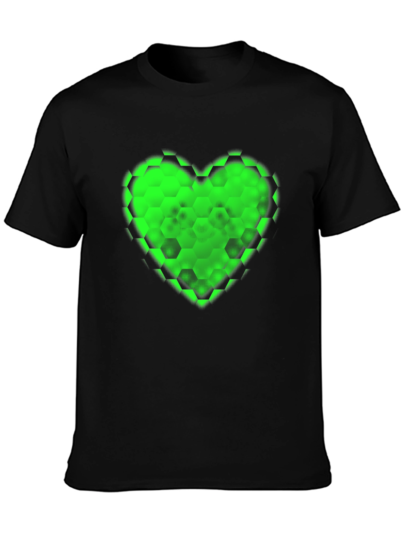 Green Hex Heart Graphic T-Shirt - Soft Cotton Blend