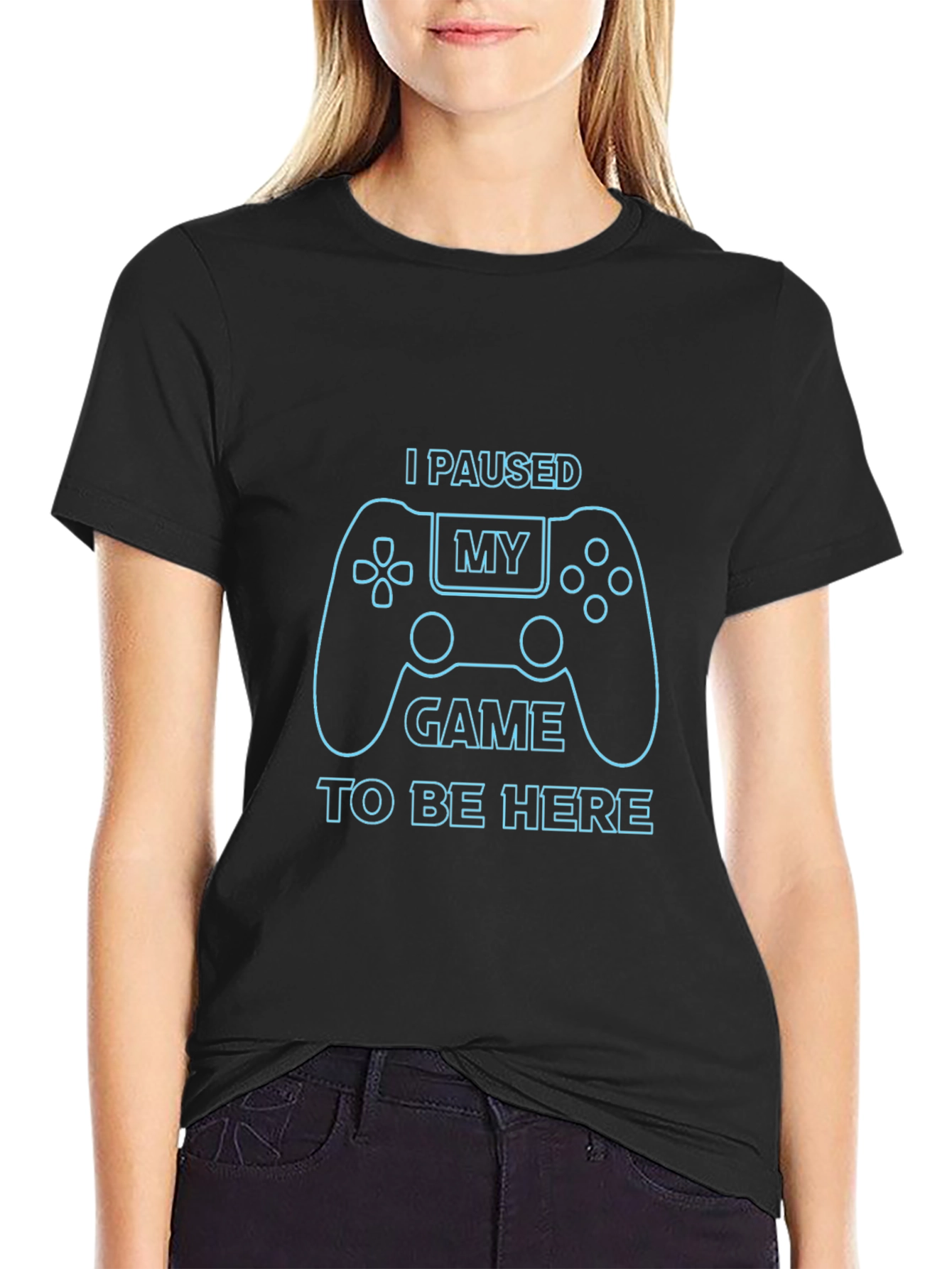 I Paused My Game Black T-Shirt