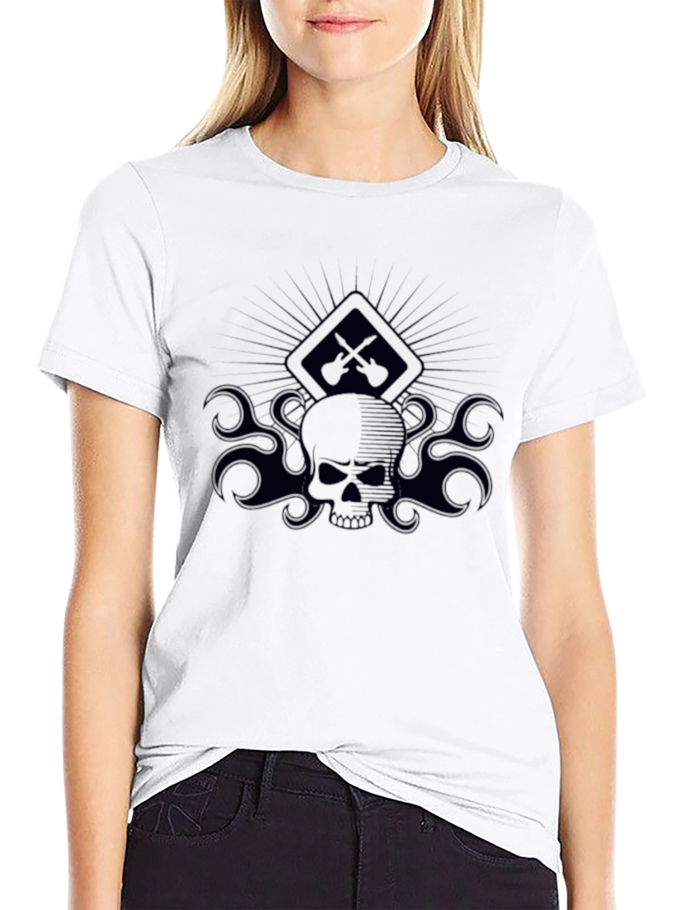 Skull & Guitars Graphic Tee - Mens Black T-Shirt
