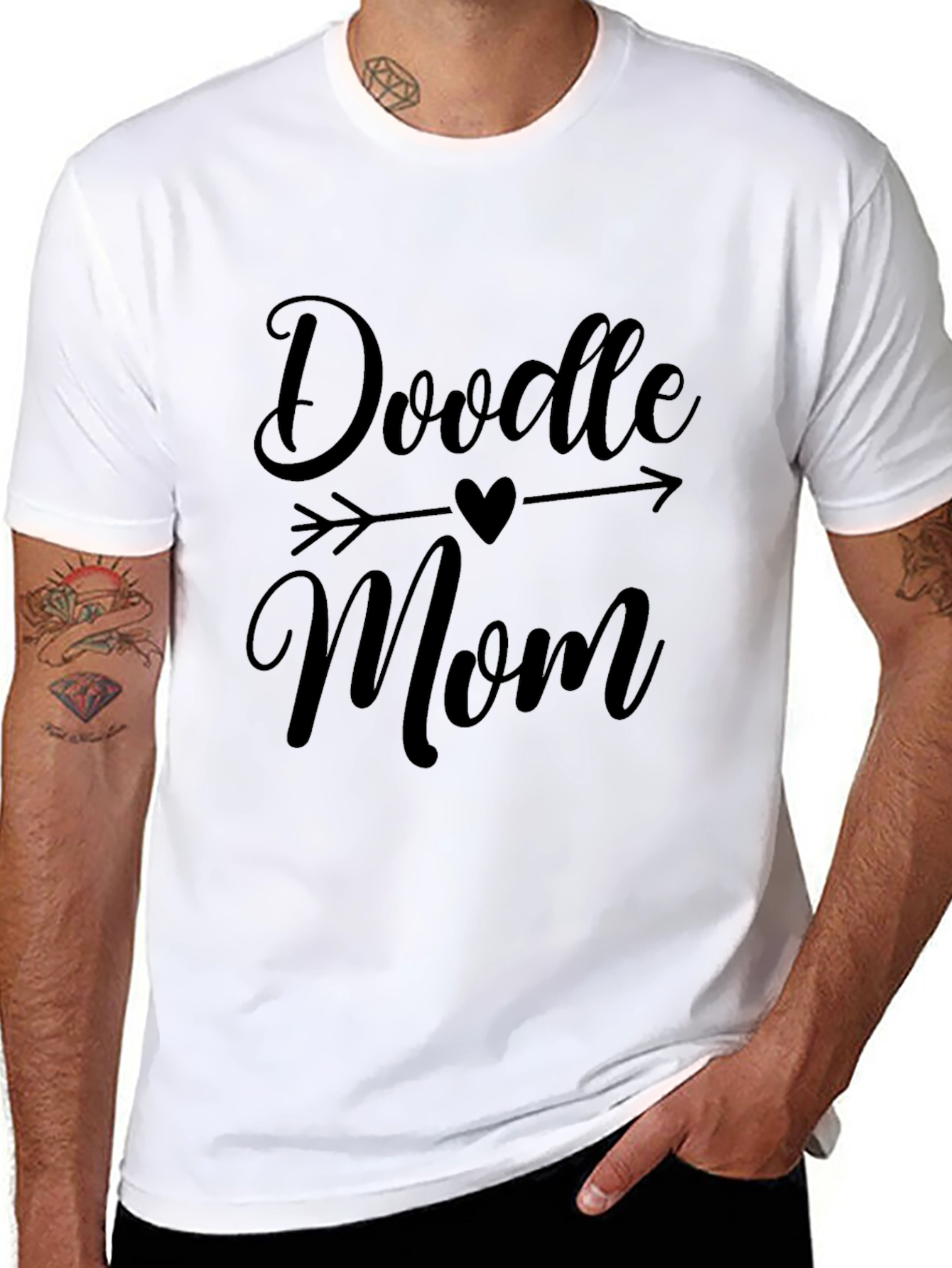 Doodle Mom Graphic T-Shirt Black Short Sleeve
