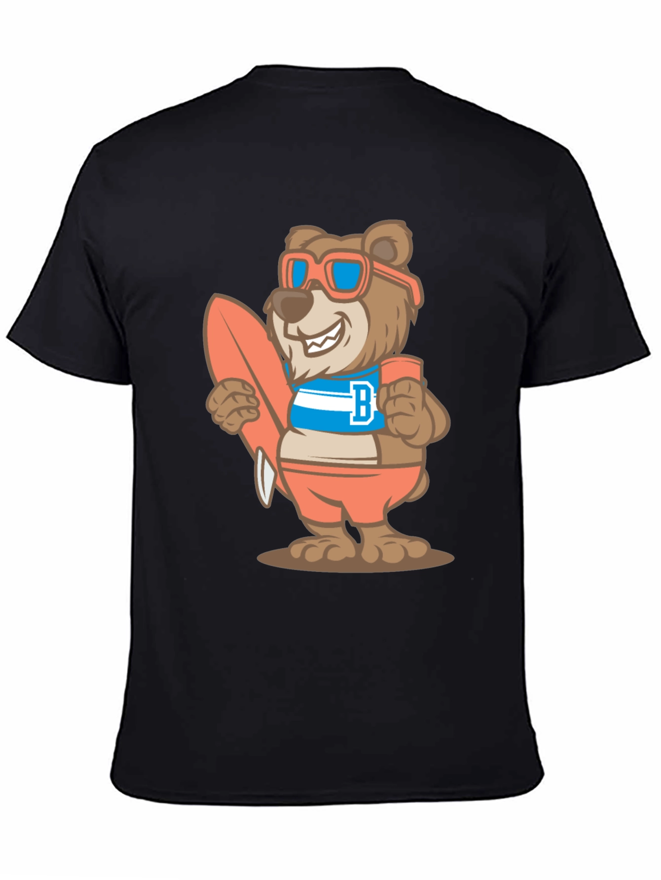 Surfer Bear Graphic T-Shirt - Black
