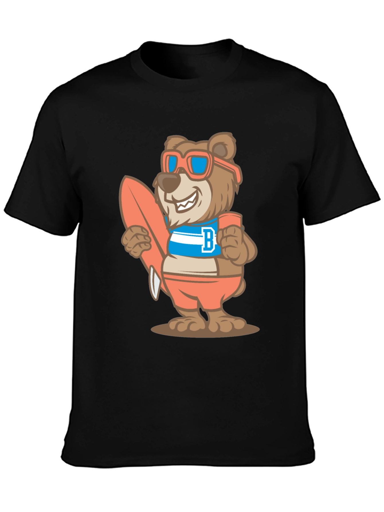 Surfer Bear Graphic T-Shirt - Black